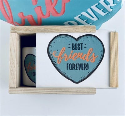 Best Friens Ahşap Kutuda Kupa Bardak ve İstiridye İçinde Gerçek İnci Kolye Seti