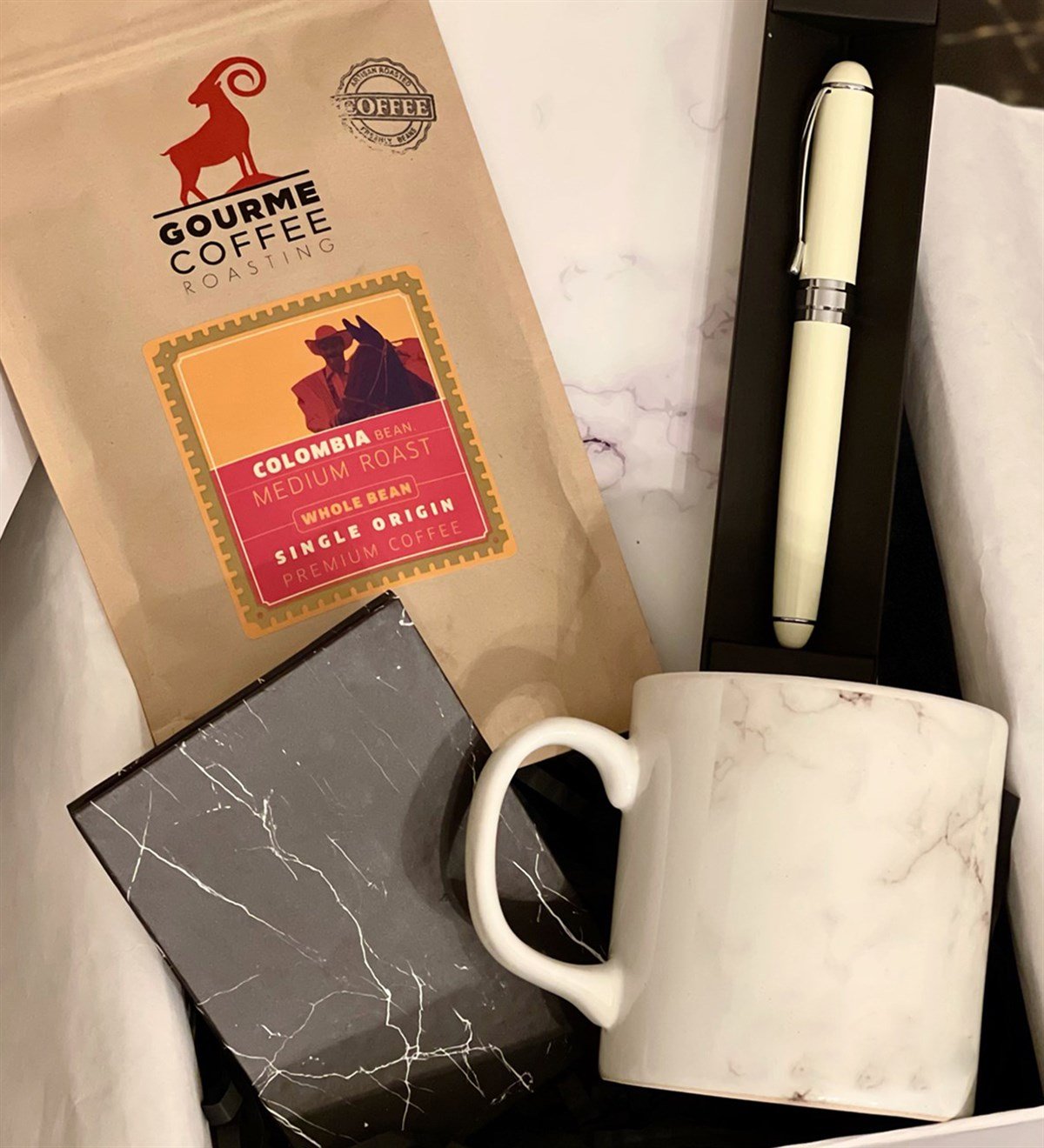 Beyaz Mermer Filtre Kahve Sevgiliye Hediye SetiGiftmodaGmhs100248