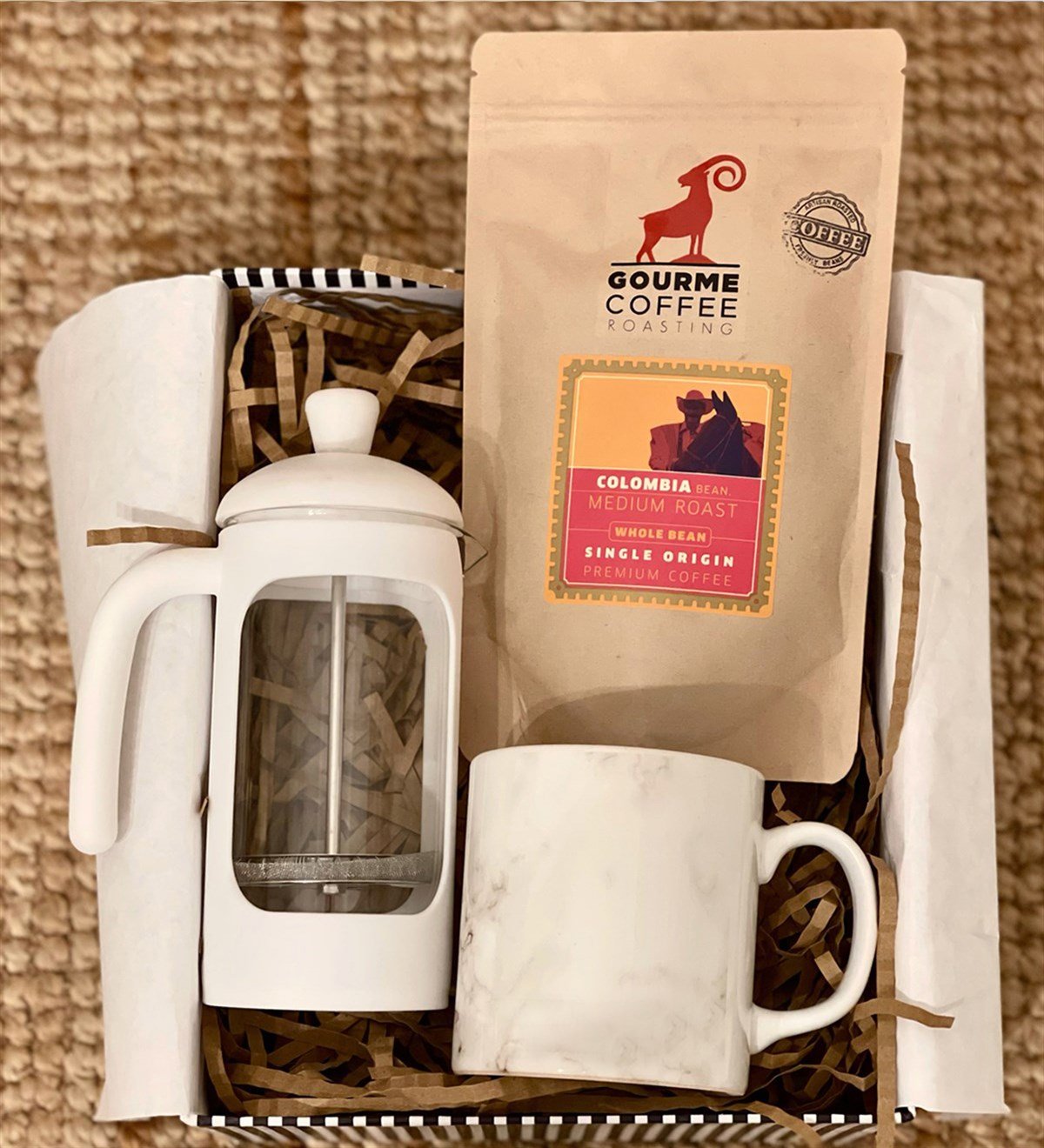 Beyaz Mermer French Press & Filtre Kahveli Sevgiliye Hediye SetiGiftmodaGmhs100254