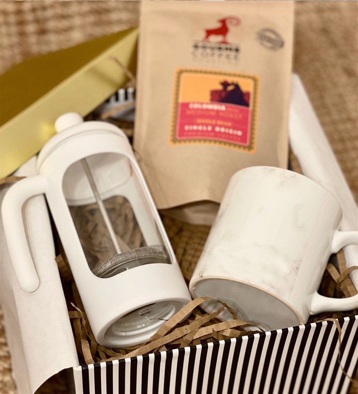 Beyaz Mermer French Press & Filtre Kahveli Sevgiliye Hediye SetiGiftmodaGmhs100254