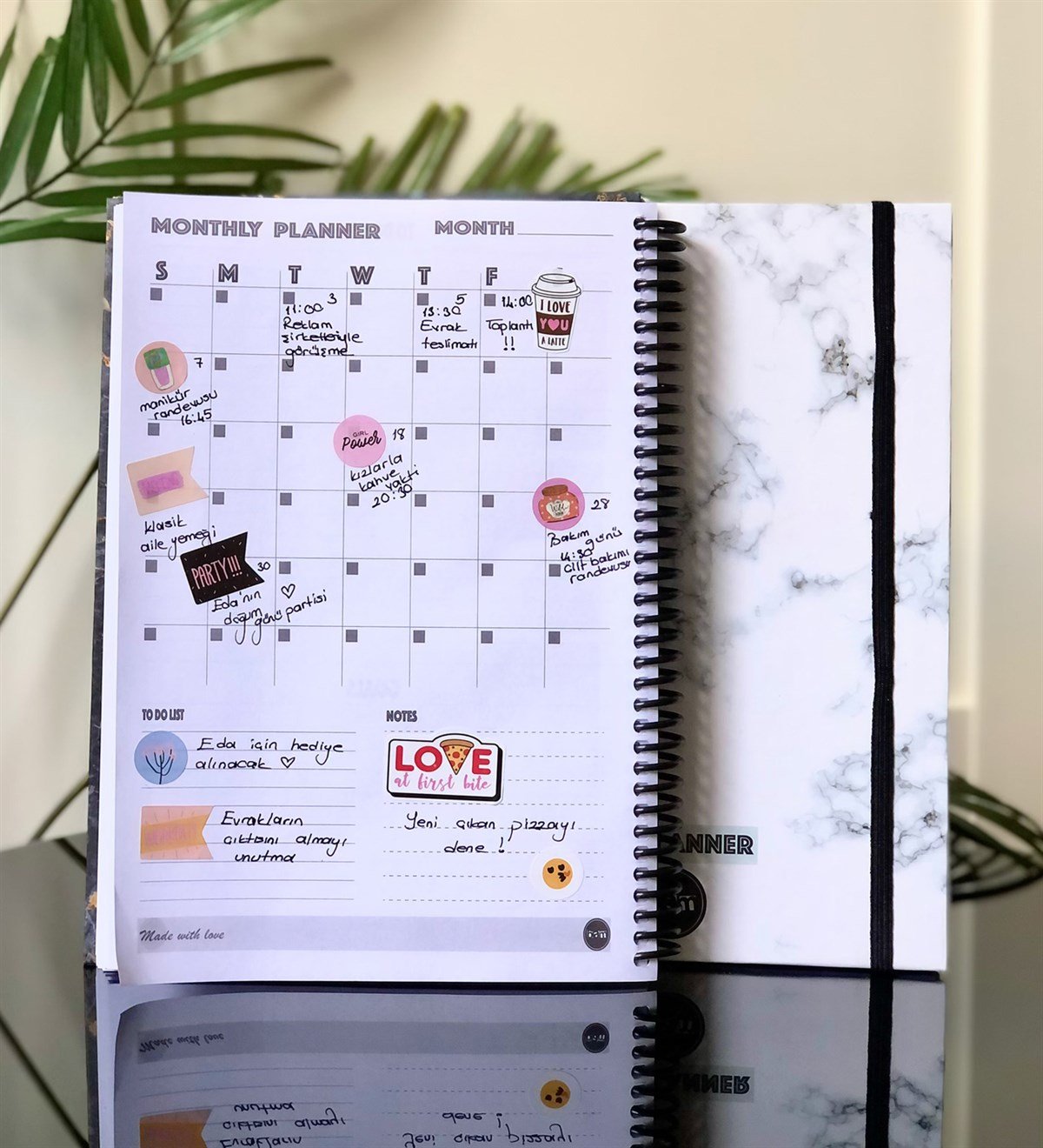 Beyaz Mermer Tarihsiz Haftalık PlanlayıcıGiftmodaGmp-0010