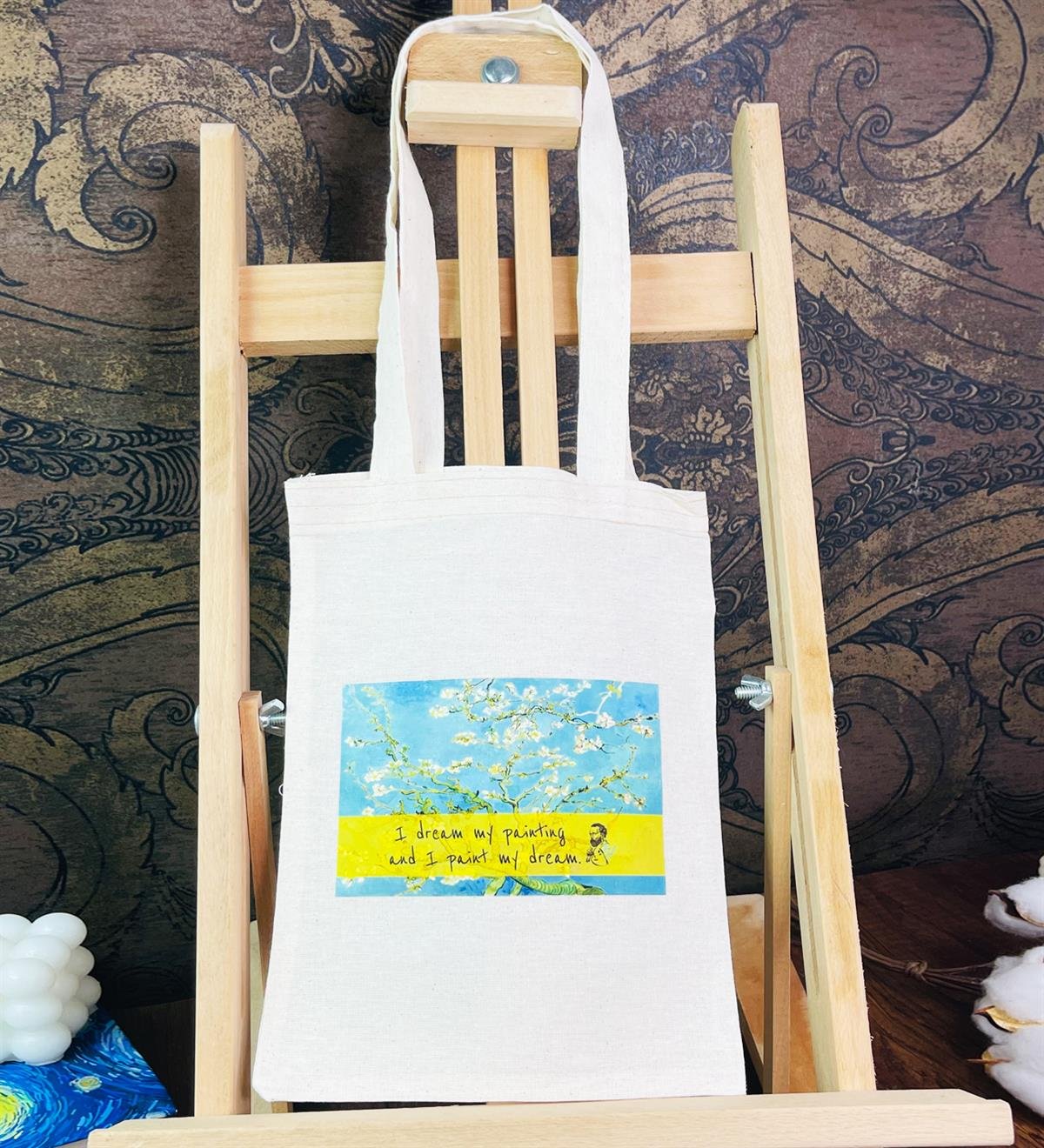 Badem Çiçeği Tasarımlı Bez ÇantagiftmodaGmcnt100046