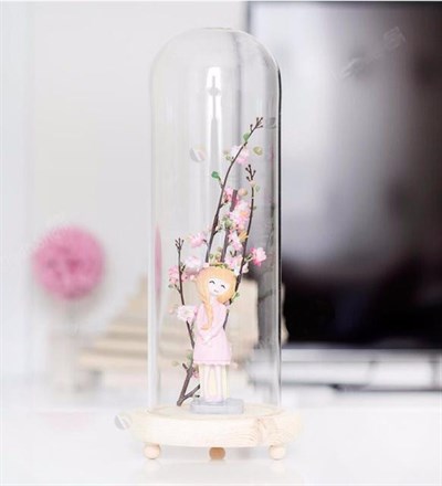 Cam Fanus İçinde Pembe Elbiseli Kız Biblosu 32 cm