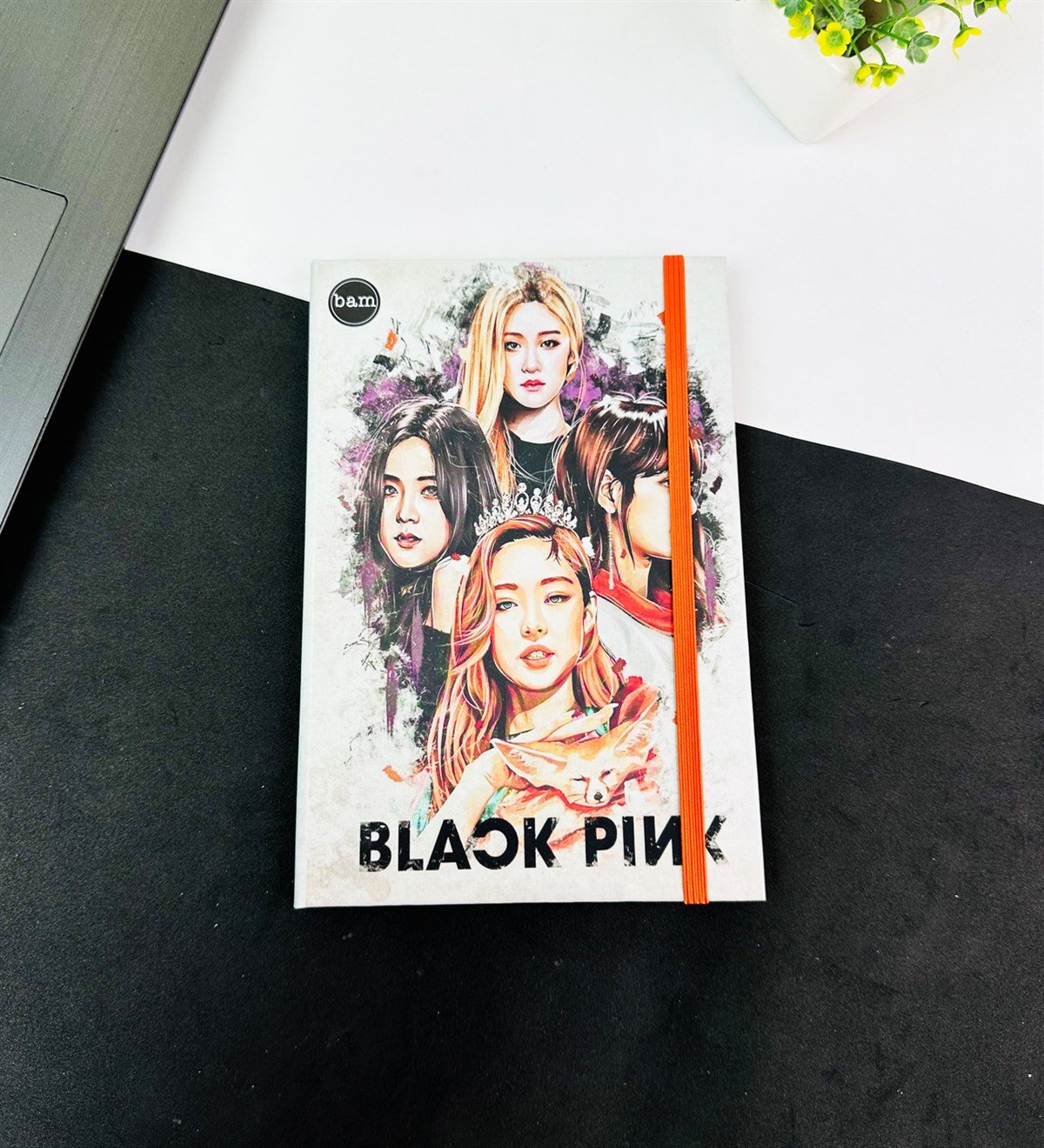 Black Pink Girl Tasarımlı Lastikli DeftergiftmodaGMD0001-9	
