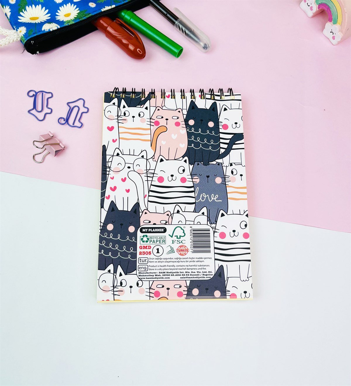 17x11Cm Sketch Book - Eskiz Defteri - 80 Gr - 60 YaprakgiftmodaGmd100573--Be-Free-Kedi