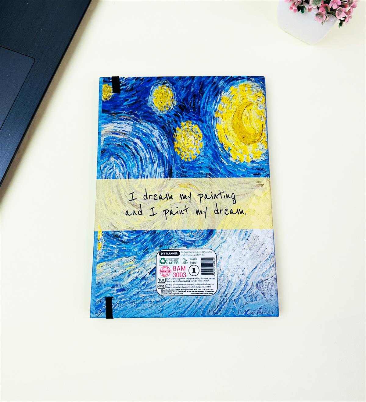 21x14Cm Sketch Book - Eskiz Defteri - Siyah Sayfa - 120 Gr - 56 YaprakgiftmodaBam-3003-3-Yıldızlı-Gece 