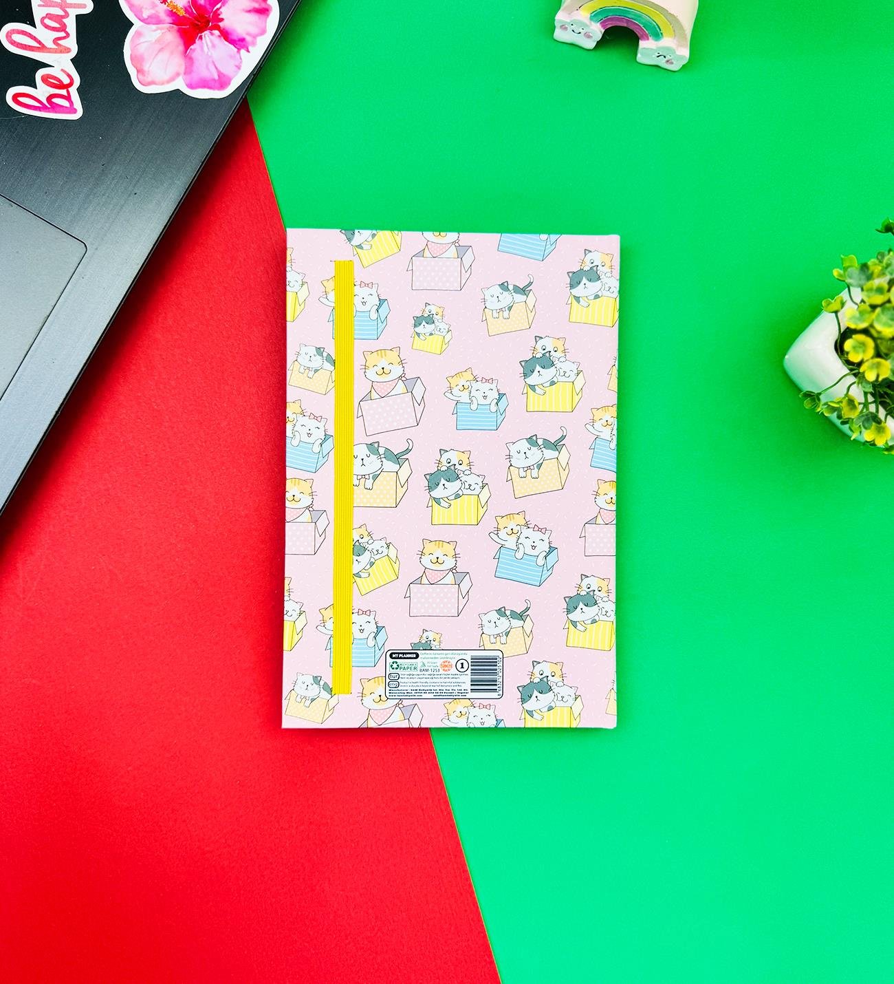 Kutu Kutu Kedi Tasarımlı Lastikli Defter	giftmodaBAM-1253