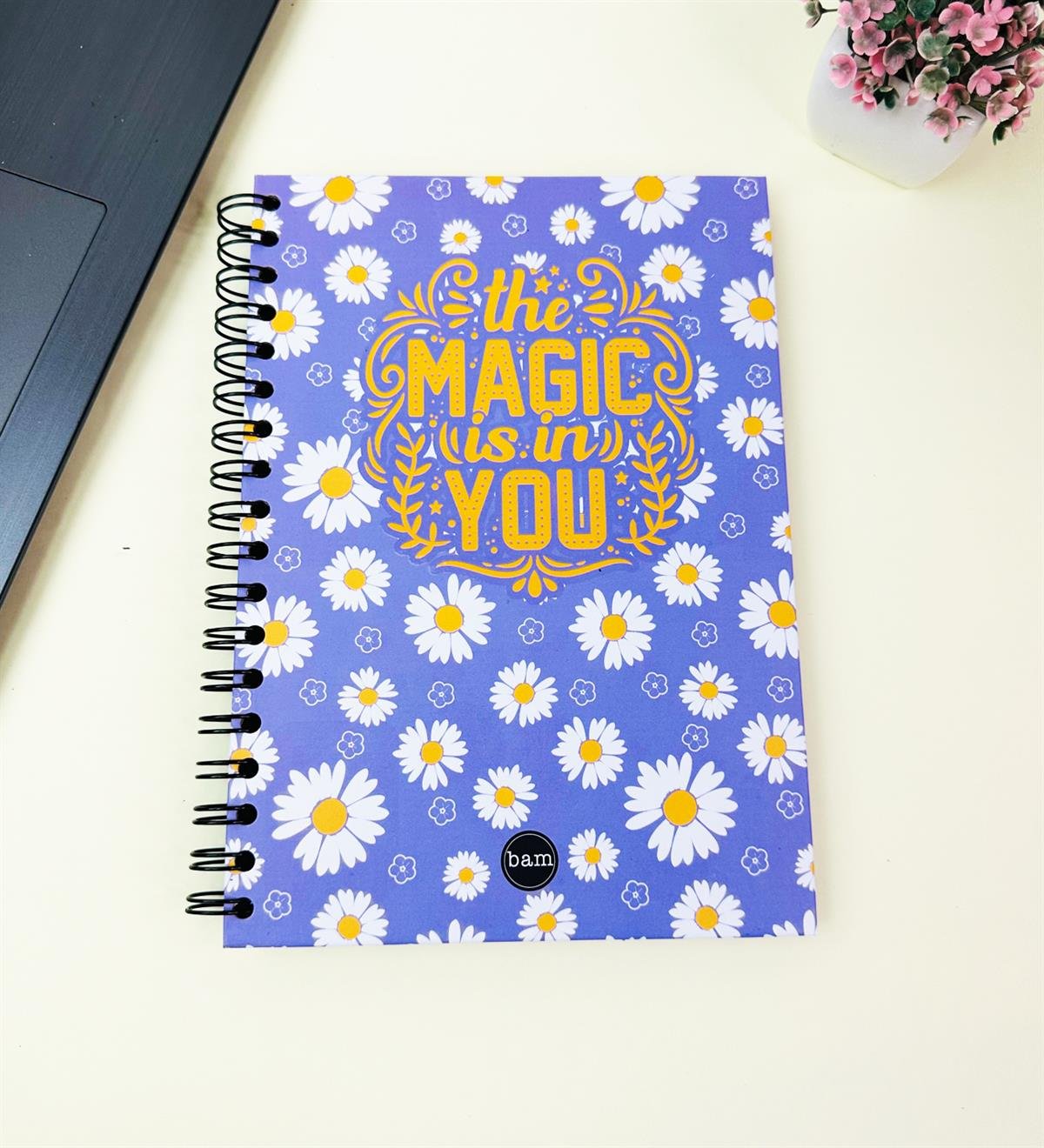 23x16Cm Üstten Spiralli Sketch Book - Eskiz Defteri - Siyah Sayfa - 120 Gr - 64 YaprakgiftmodaBam-3001-6-Mor-Papatya