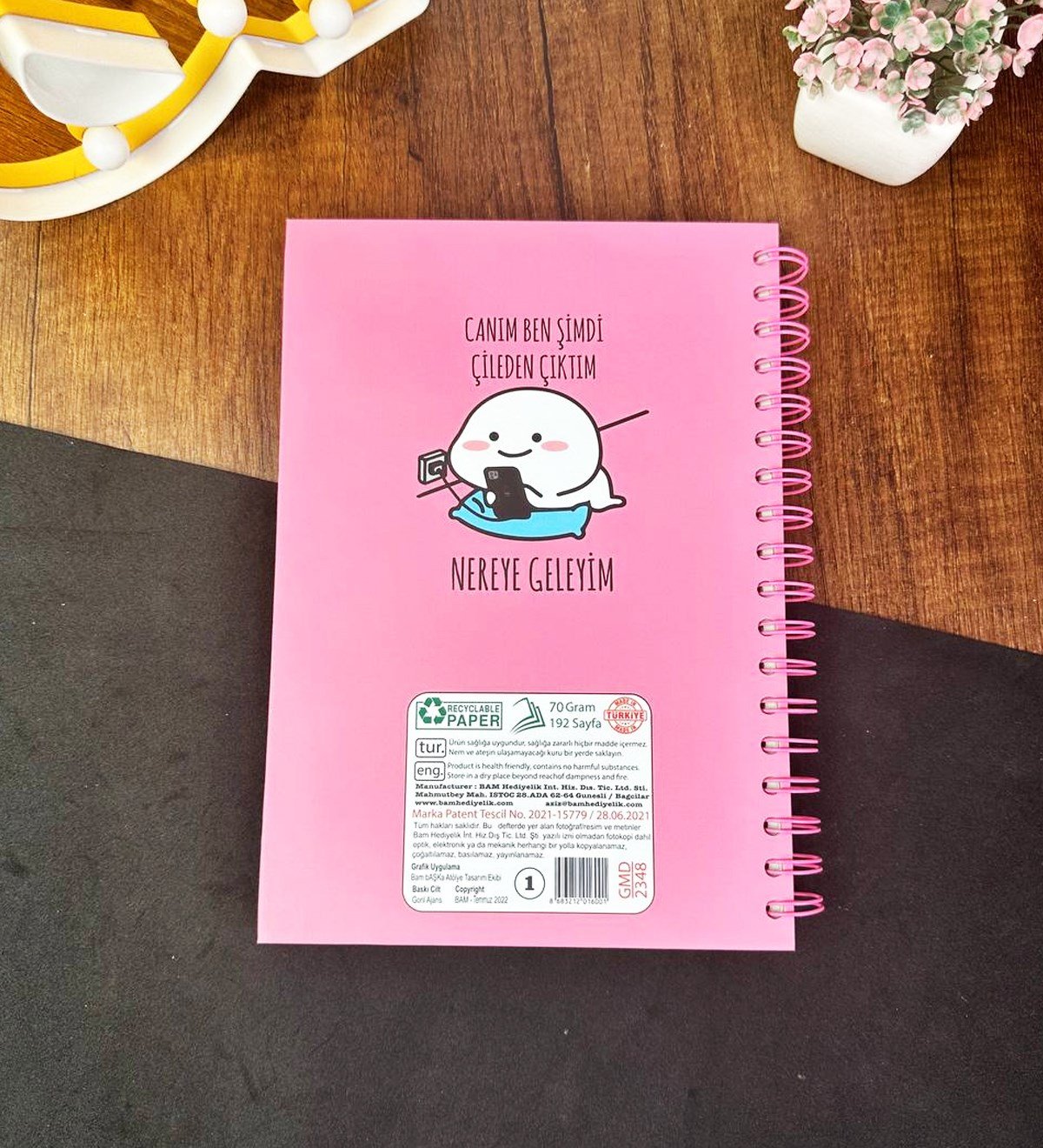 Canım Ben Şimdi Çileden Çıktım Tasarımlı Çizgili Spiralli DeftergiftmodaGmd100635