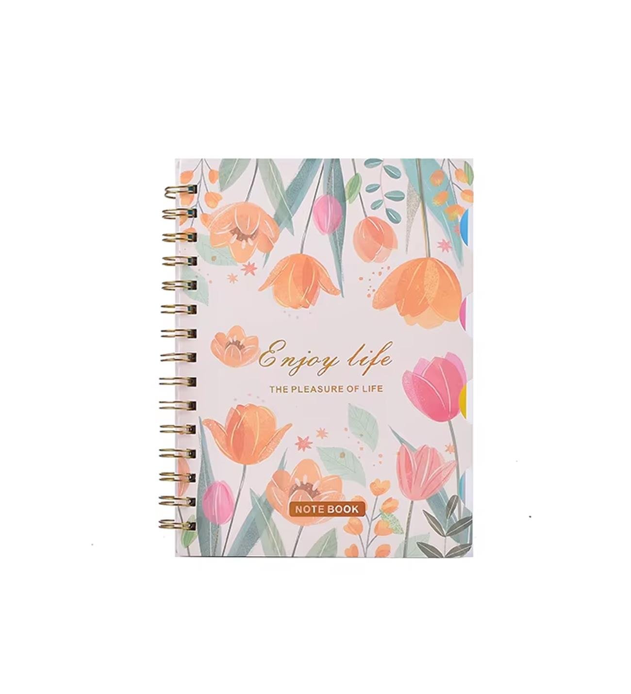 Renkli Çiçek Desenli Bölmeli Spiral Defter giftmodaBM-1706	