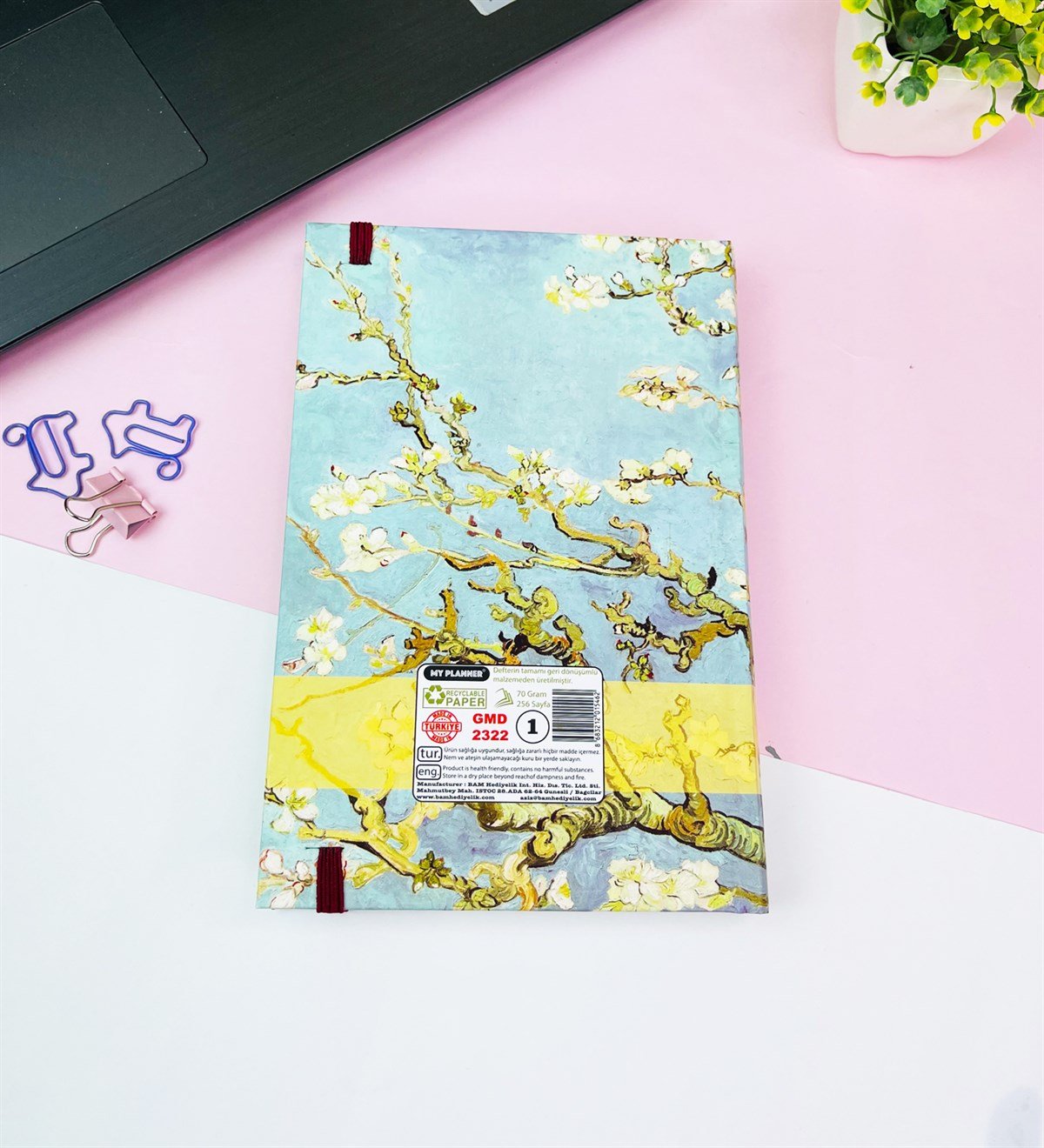 Badem Çiçeği Tasarımlı Kalın Kitap Görünümlü DeftergiftmodaGmd100552