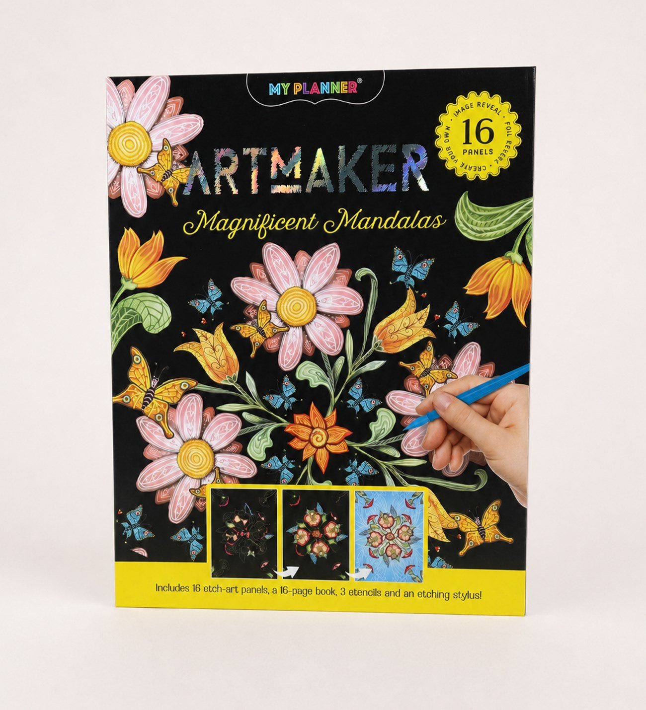 Artmaker Neon Nature Kazımalı Boyama Seti – 16 Panel, Şablon ve Kalemli Scratch Art SetigiftmodaBM-2151