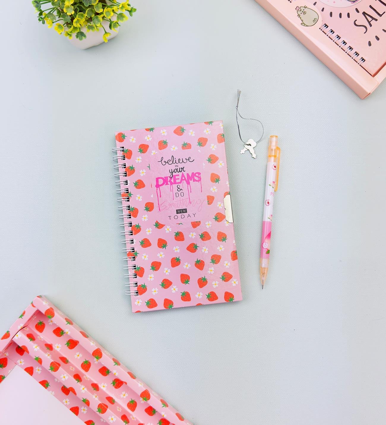 Sevimli Desenli Kilitli Defter ve Kalem SetigiftmodaHN-021-022-023