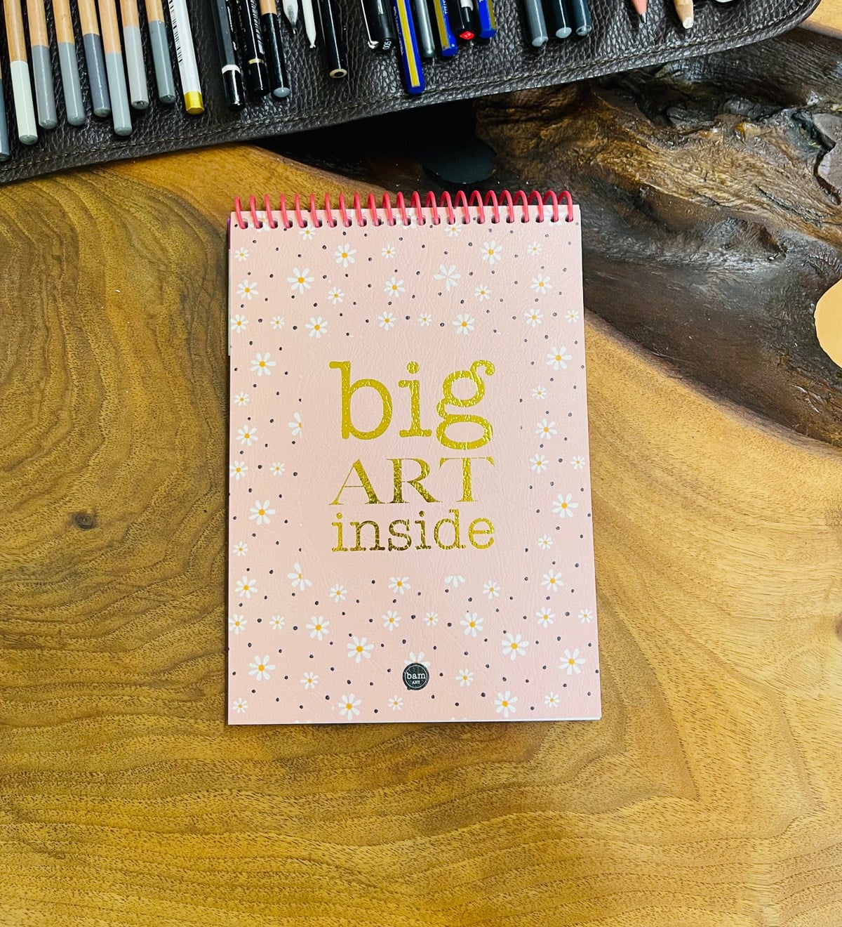 A5 Skecth Book - Eskiz Defteri - Spiralli Tutuş / Grenli Sert Tasarım KapakgiftmodaGmd100282-Papatya