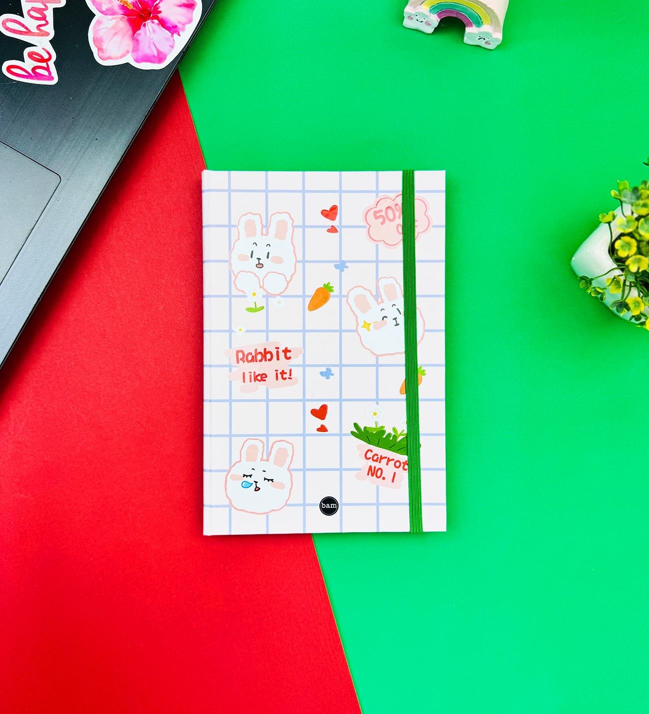 Rabbit Like It Tasarımlı Lastikli Defter	giftmodaBAM-1273