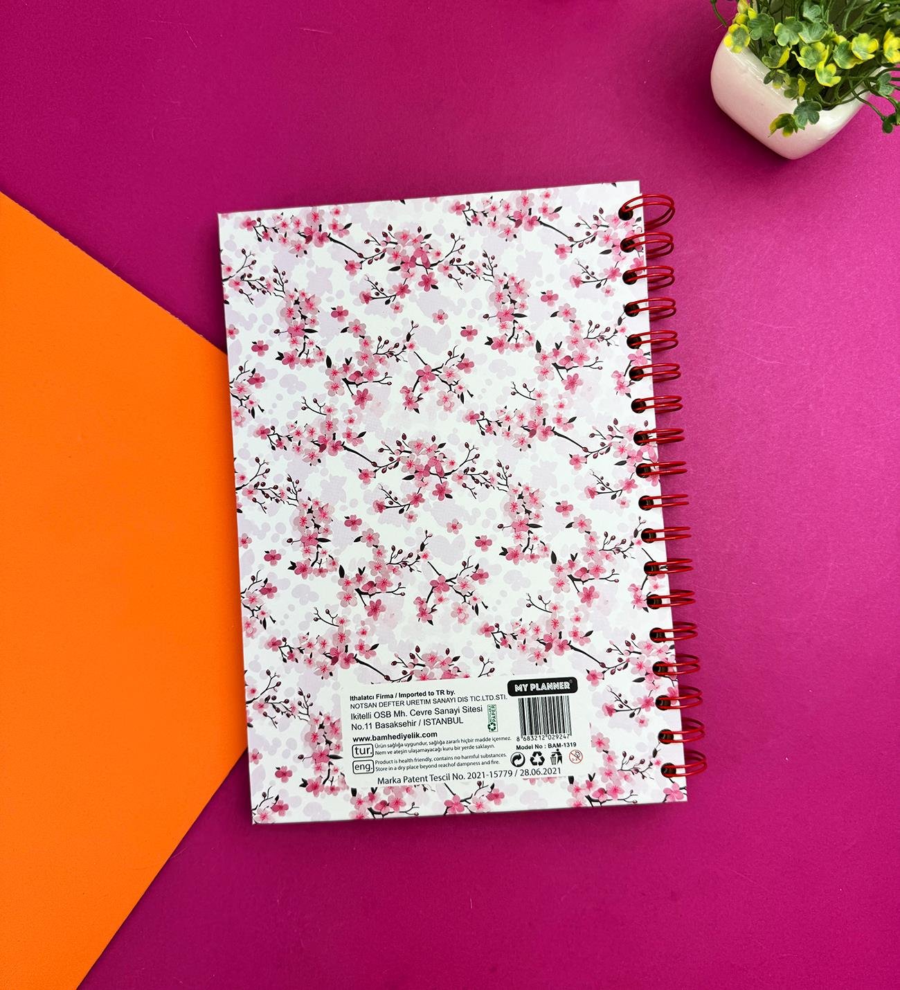 Kırmızı Sakura Tasarımlı Konuşan AjandagiftmodaBam-1319