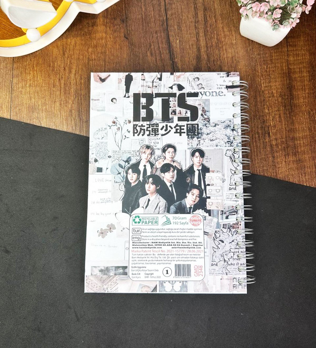 Bts Tasarımlı Çizgili Spiralli Defter	giftmodaGmd100630