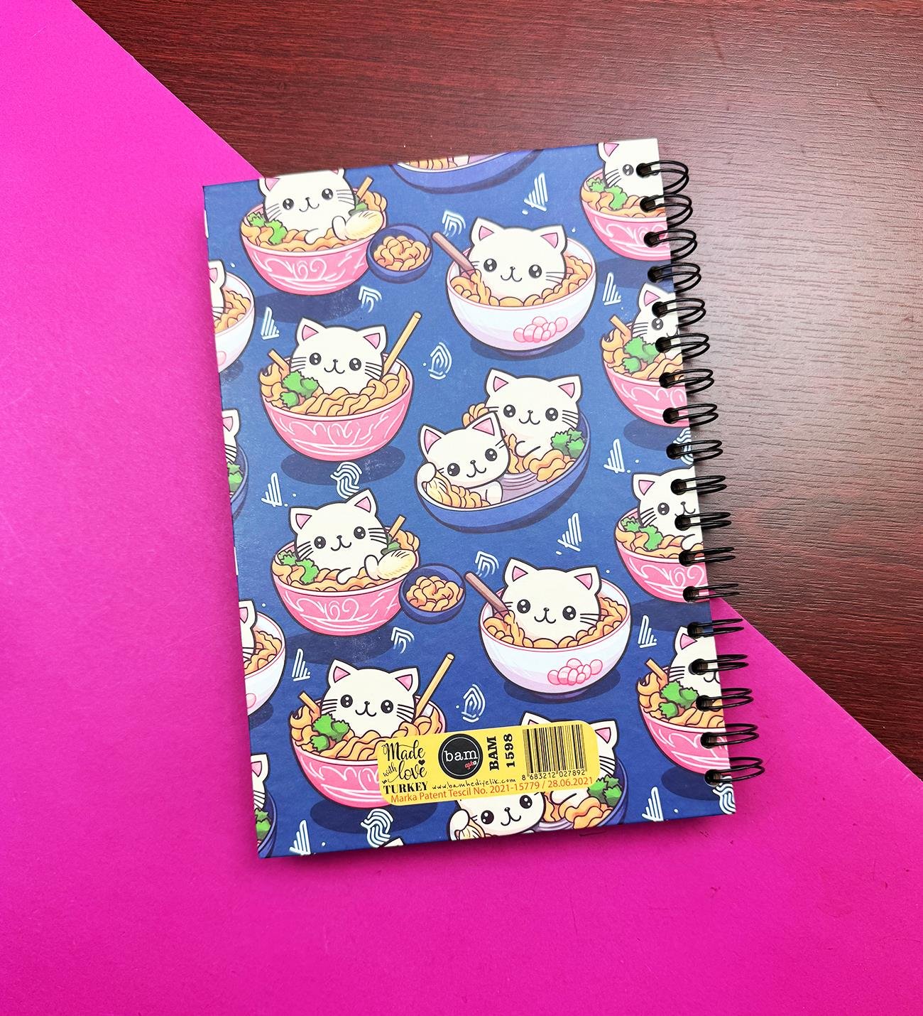 Kedi Noodle Tasarımlı Konuşan AjandagiftmodaBM-1598