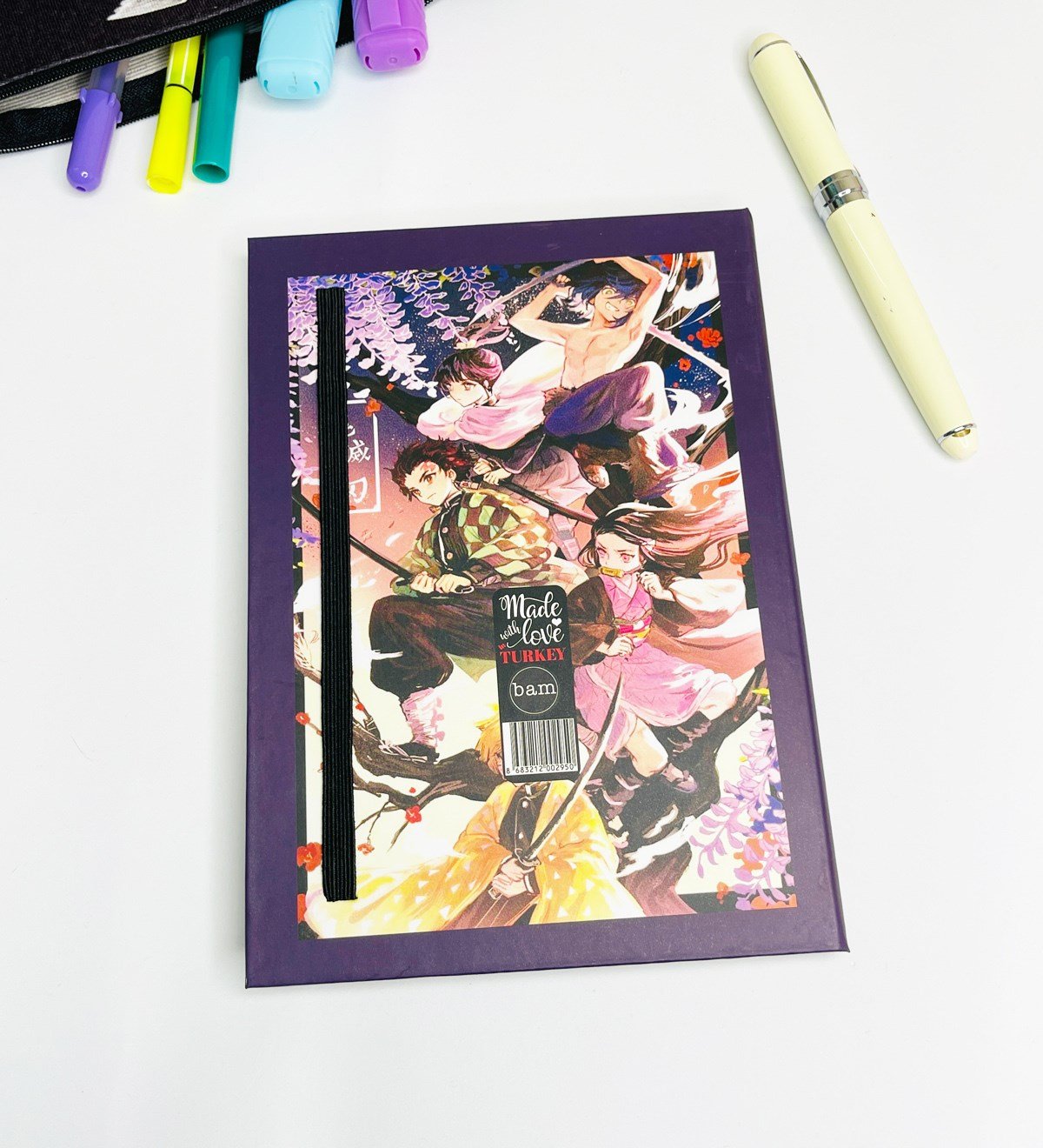 Demo Slayer Mor Tasarımlı Lastikli DeftergiftmodaGmd100145