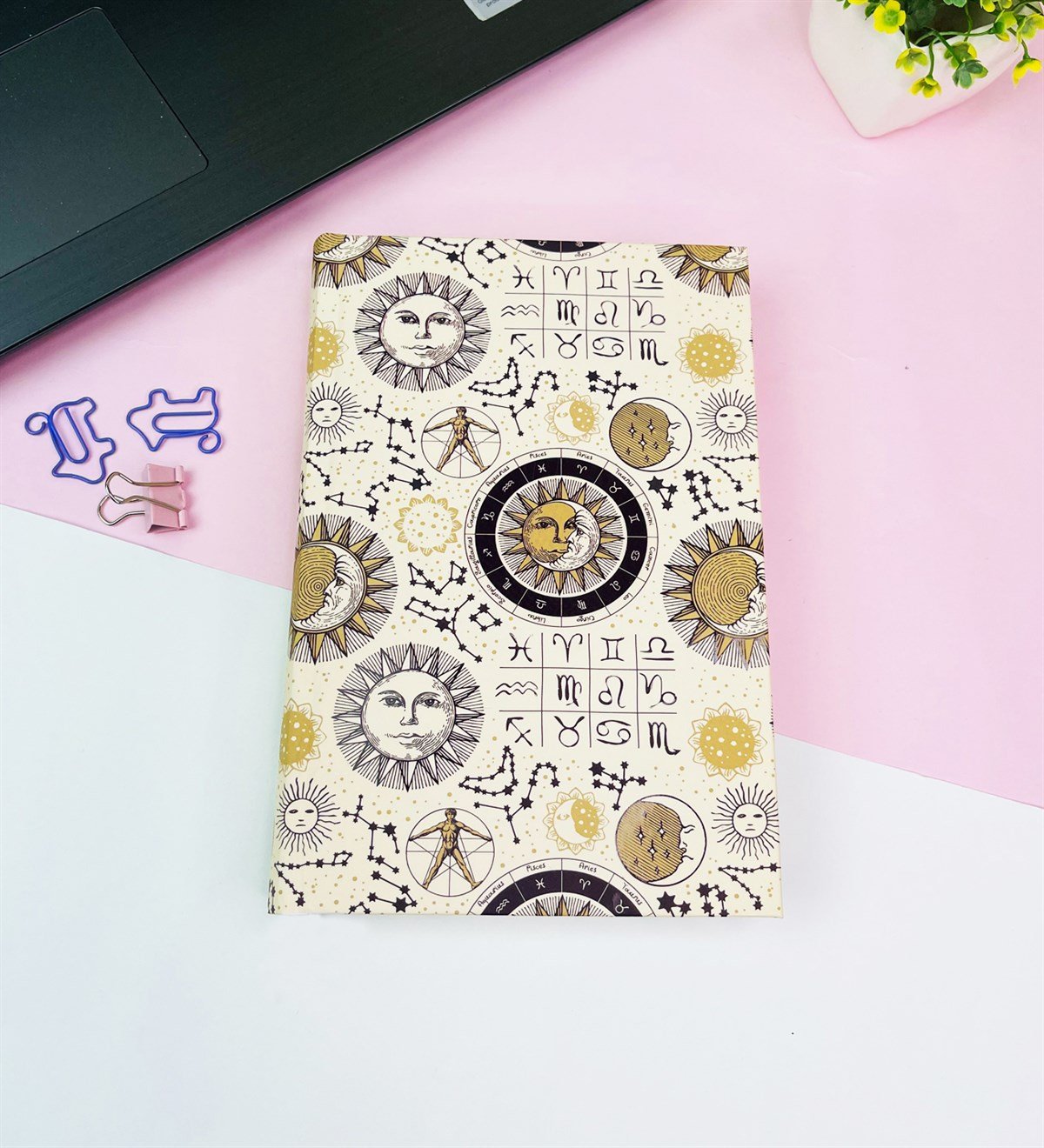 Tarot Ay Ve Güneş Tasarımlı Kalın Kitap Görünümlü Defter Ve Bez Çanta SetgiftmodaGmhs101804