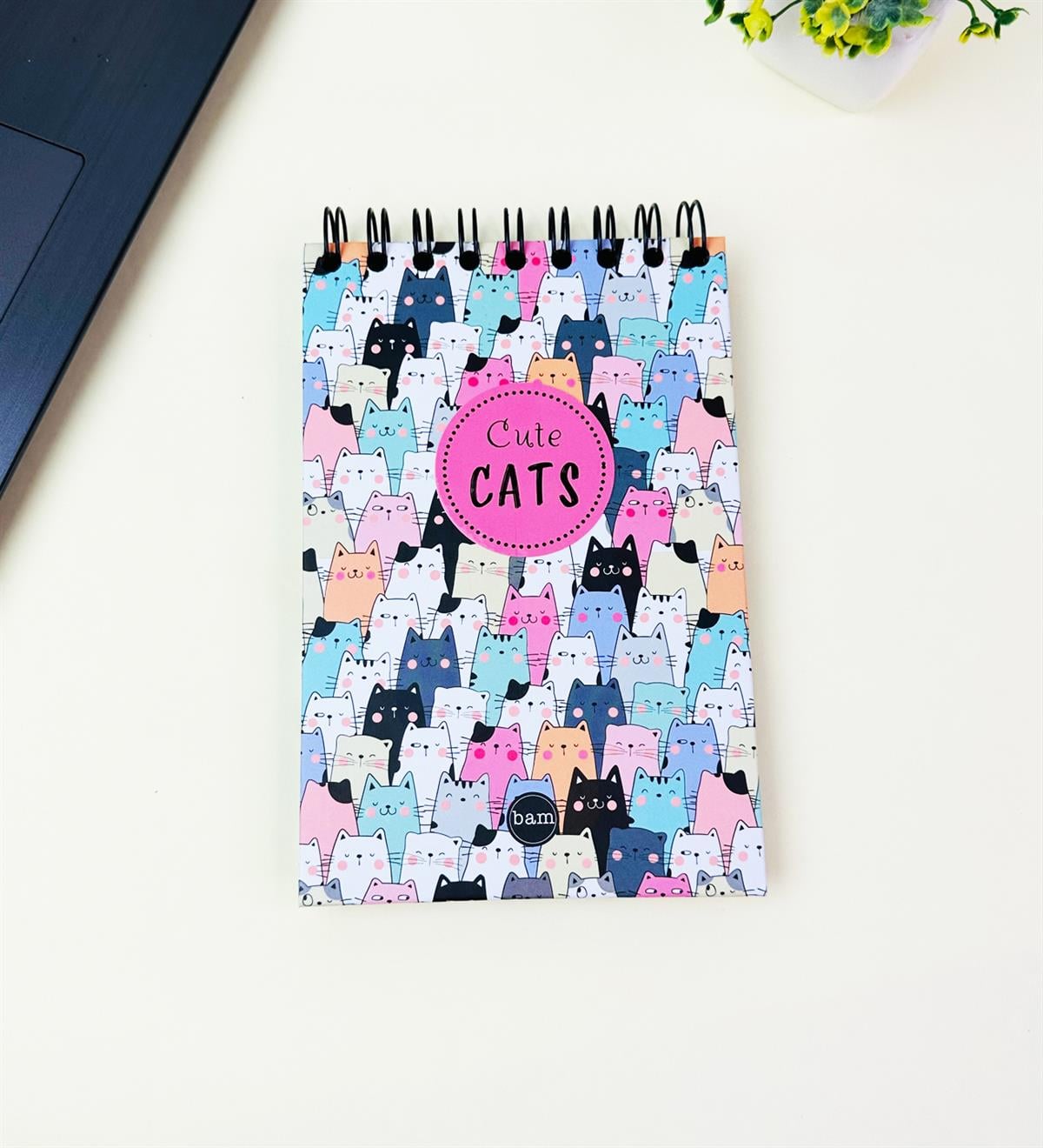 17x12Cm Sketch Book - Eskiz Defteri - Siyah Sayfa - 120 Gr - 64 YaprakgiftmodaBam-3002-7-Sevimli-Kedi