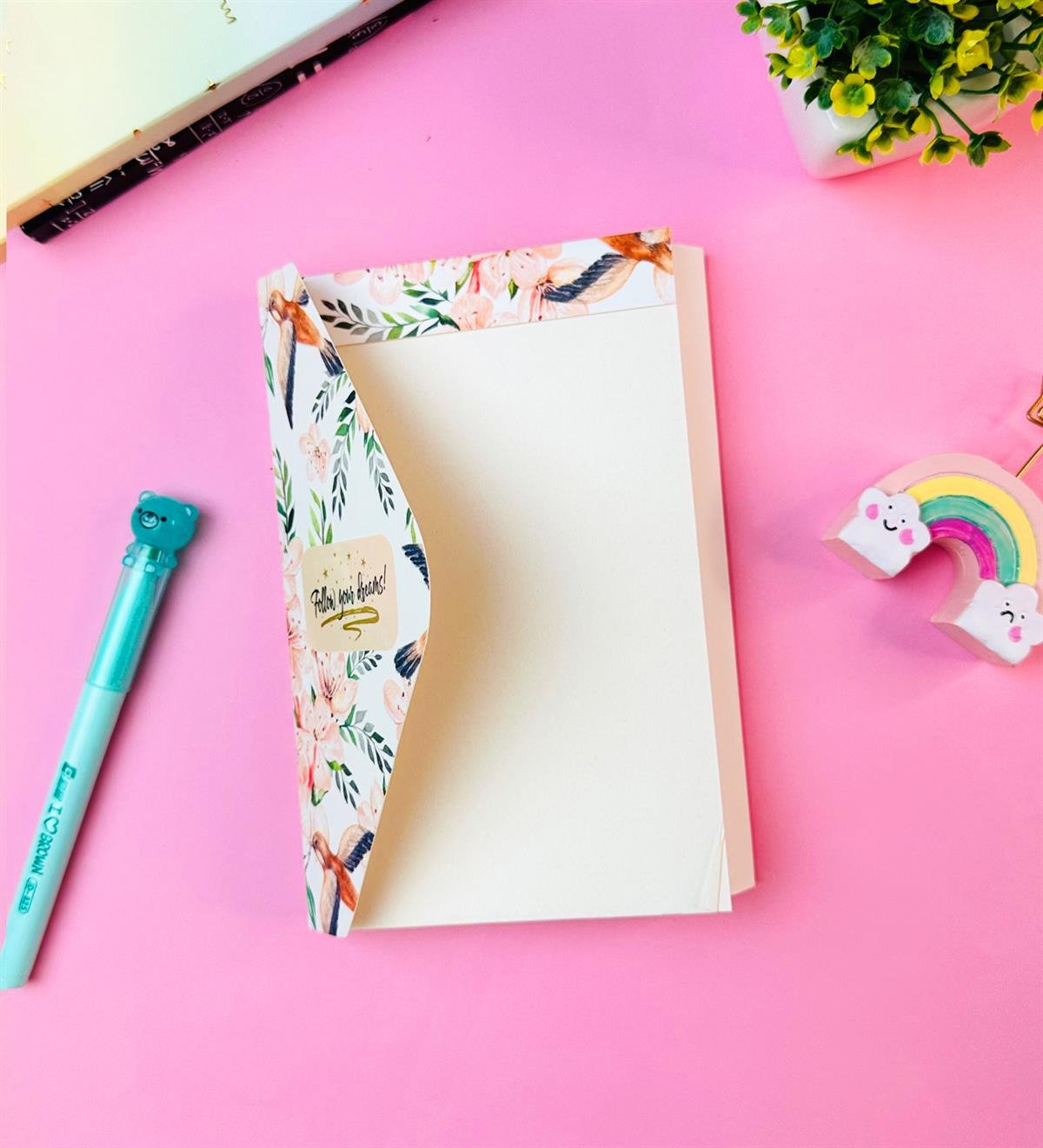 Follow Your Dreams Çiçek Tasarımlı Zarf DeftergiftmodaBAM-1020-12	