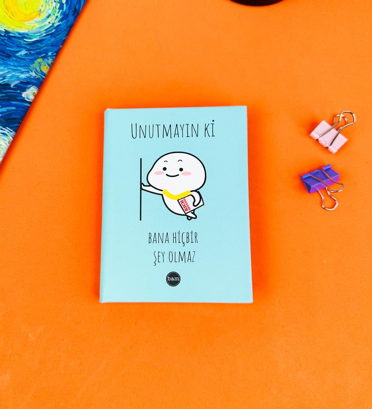 Unutmayın Ki Bana Hiçbir Şey Olmaz Tasarımlı Sert Kapaklı Mini DeftergiftmodaBam-1029-7	