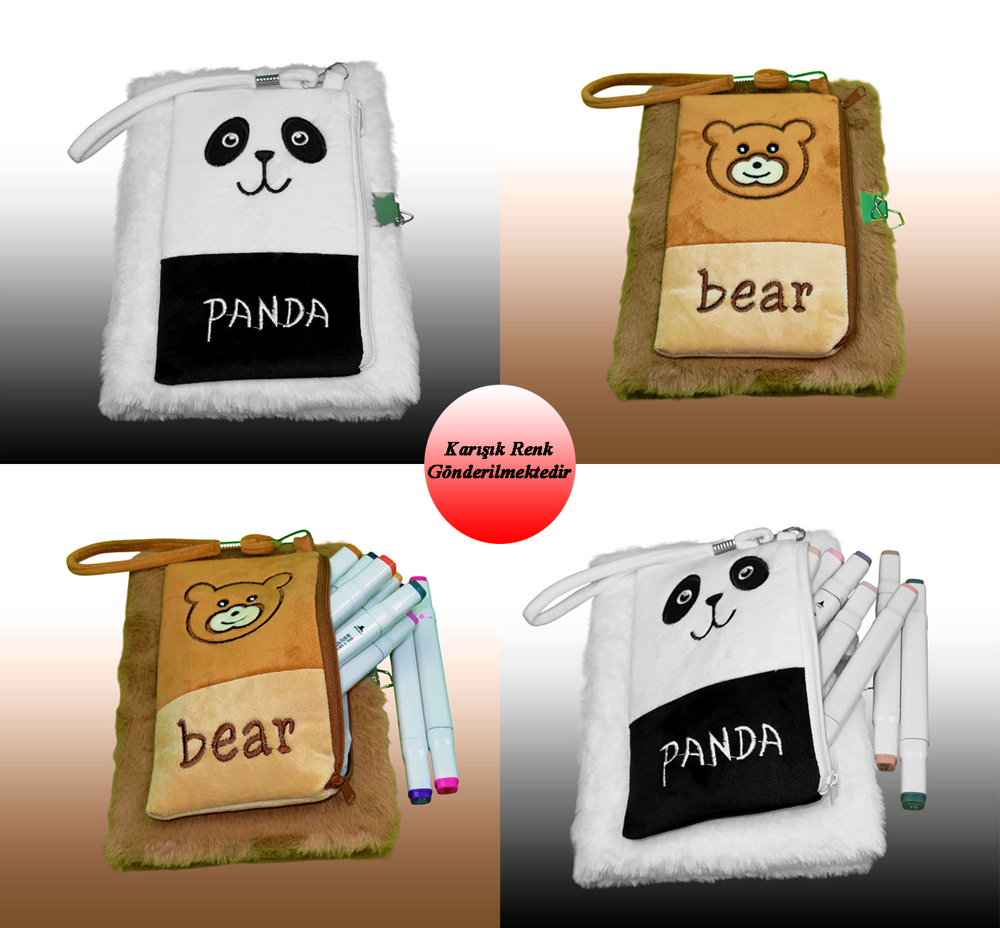 Peluş Ayılar Çanta Kapaklı DeftergiftmodaBM-2119
