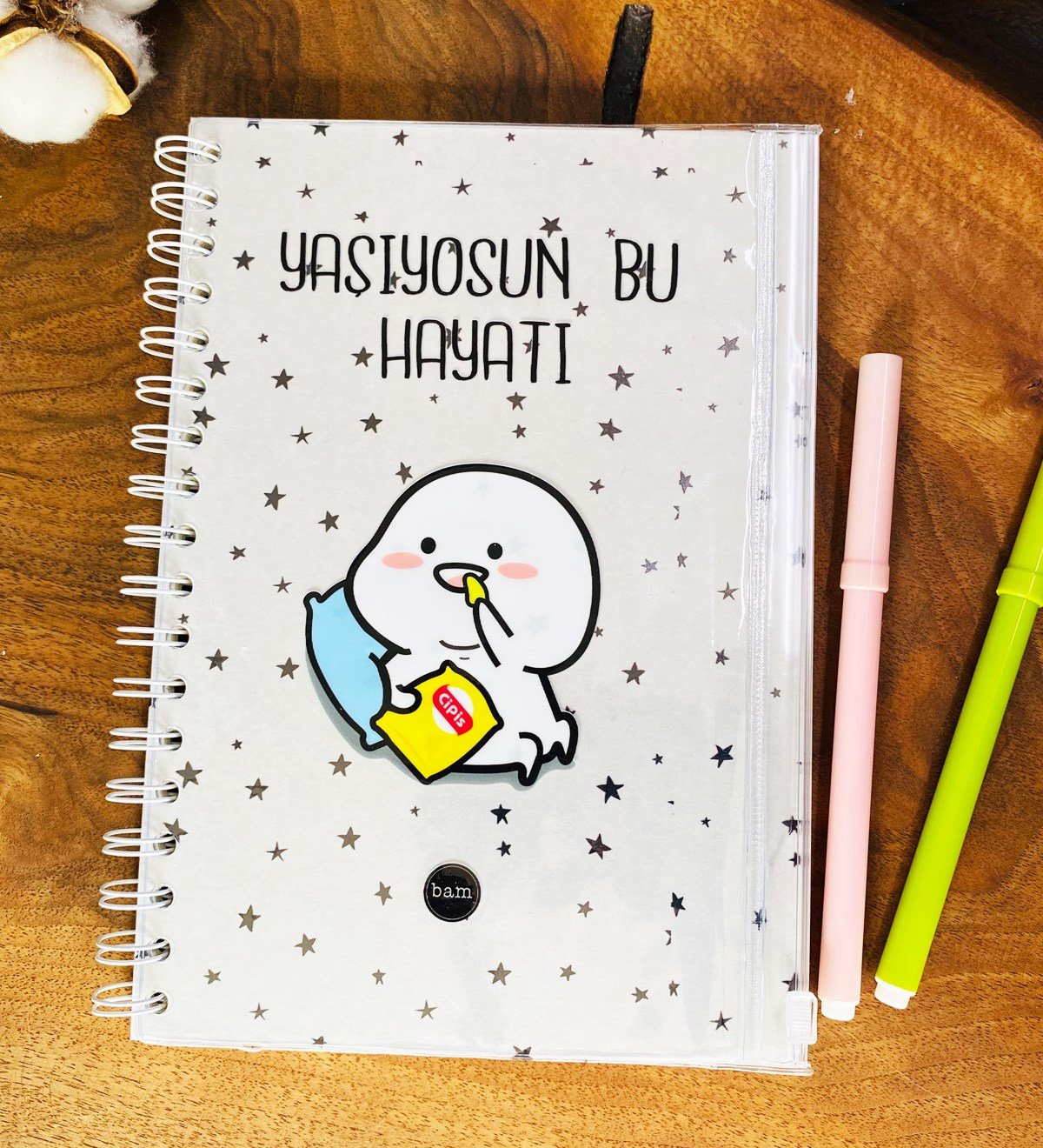 Yaşıyosun Bu Hayatı Tasarımlı Çanta Kapaklı Spiralli DeftergiftmodaGmd100331