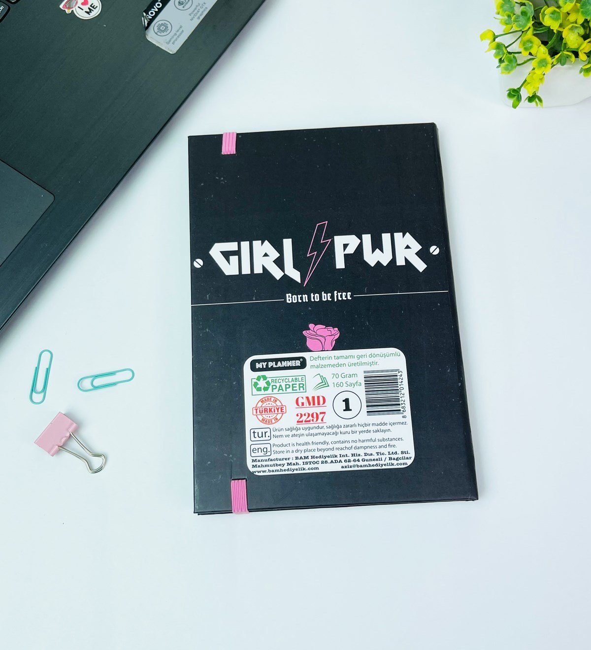 Girl Power Tasarımlı Lastikli DeftergiftmodaGmd100439