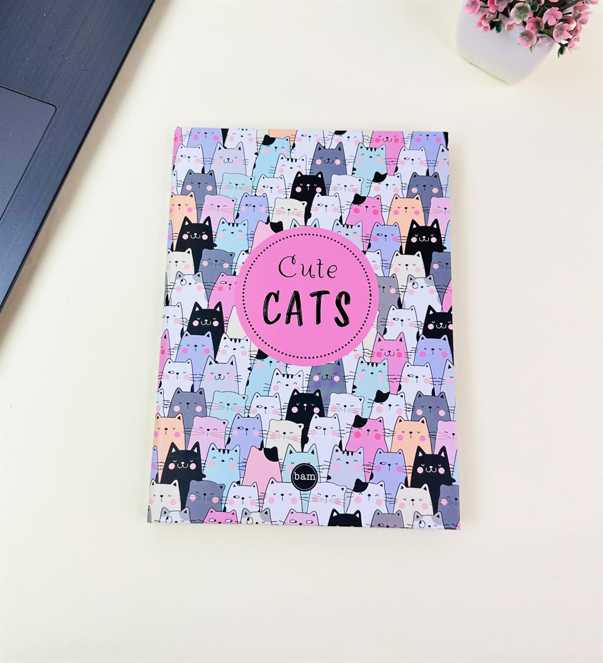 21x14Cm Sketch Book - Eskiz Defteri - Siyah Sayfa - 120 Gr - 56 YaprakgiftmodaBam-3003-1-Sevimli-Kedi