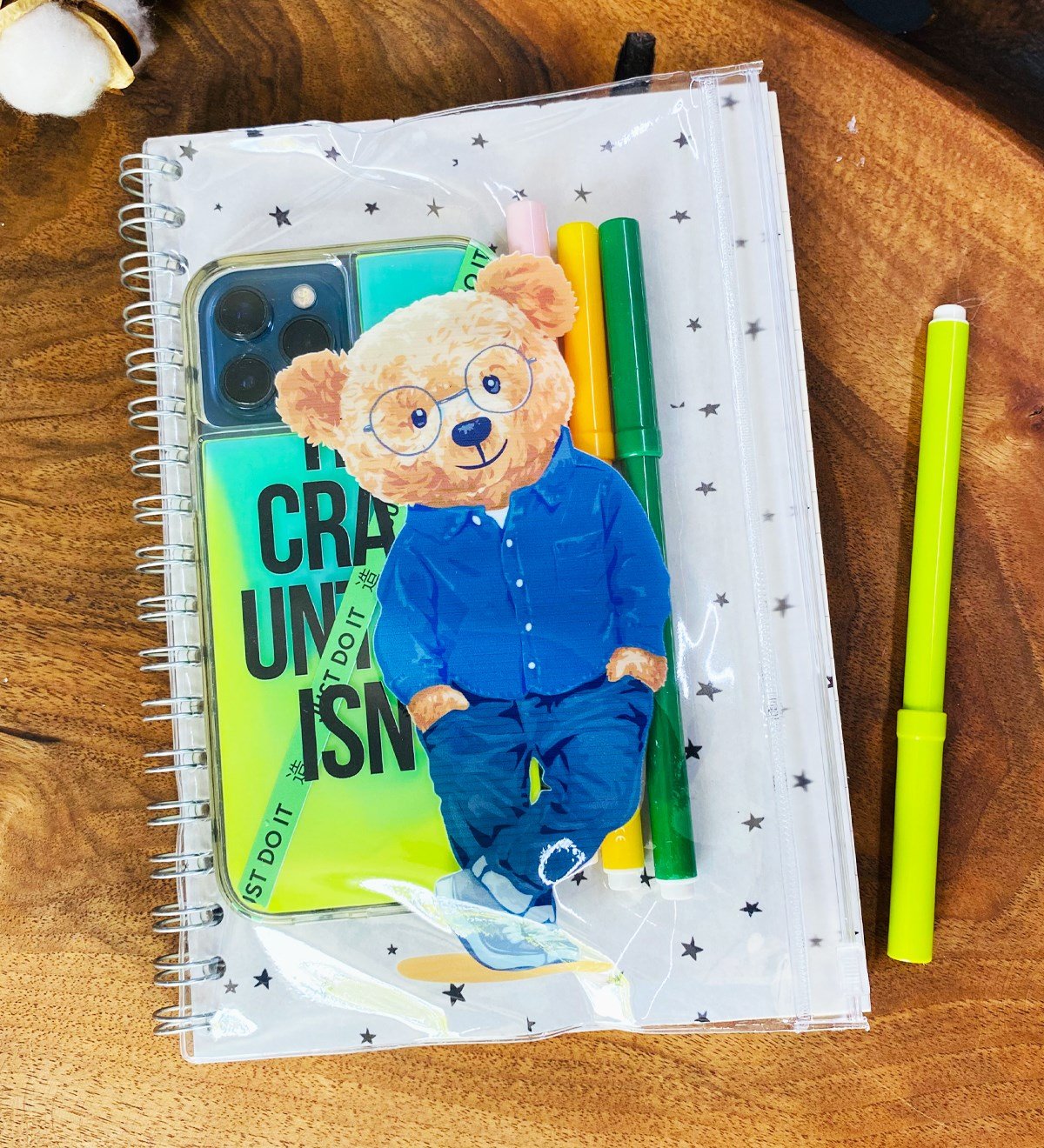 Blue Bear Tasarımlı Çanta Kapaklı Spiralli DeftergiftmodaGmd100330