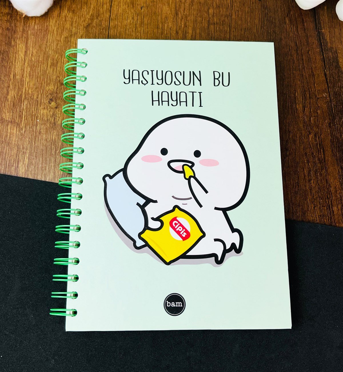 Yaşıyosun Bu Hayatı Tasarımlı Çizgili Spiralli DeftergiftmodaGmd100269