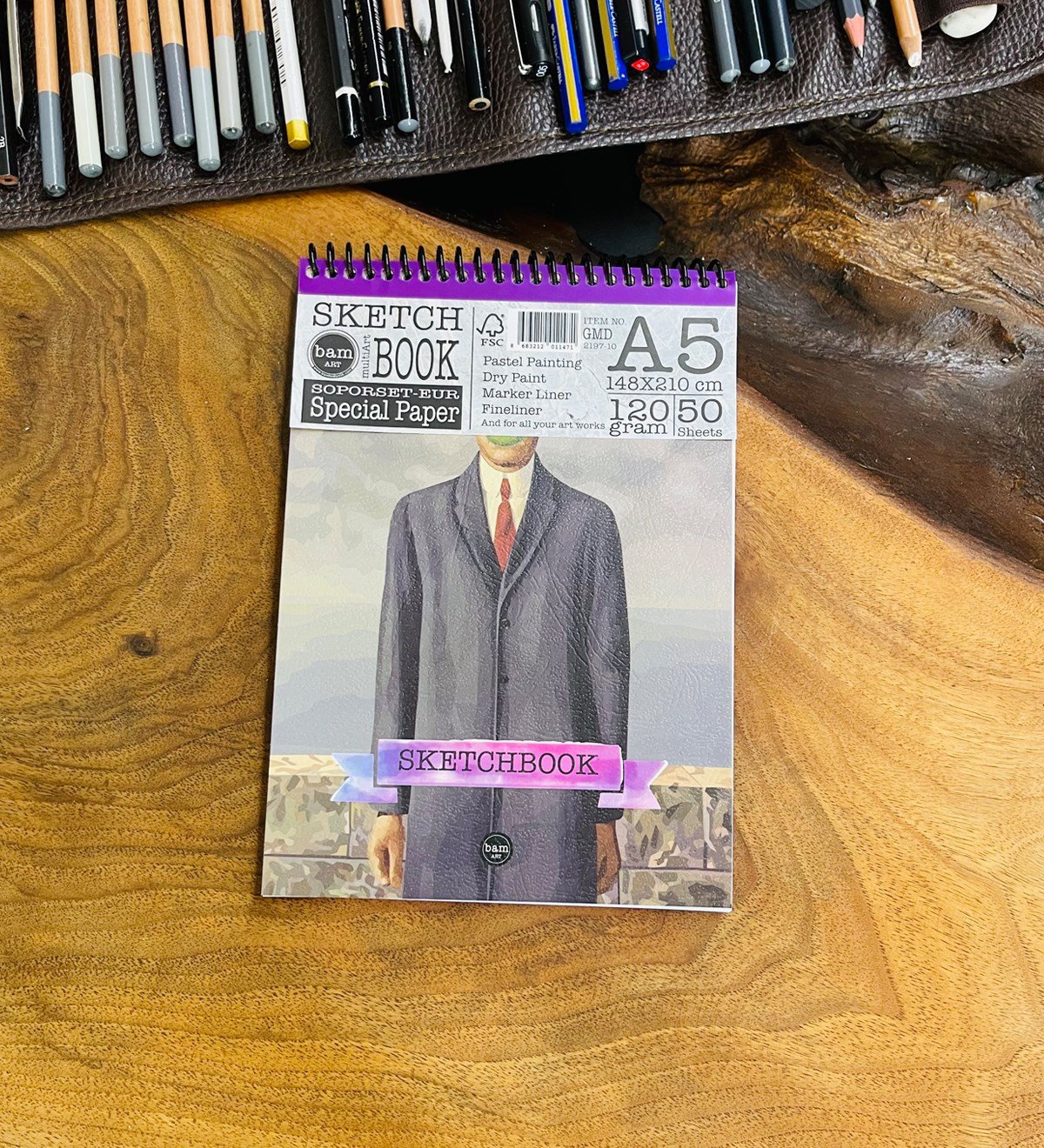 A5 Skecth Book - Eskiz Defteri - Spiralli Tutuş / Grenli Sert Tasarım KapakgiftmodaGmd100276-San-Of-Man