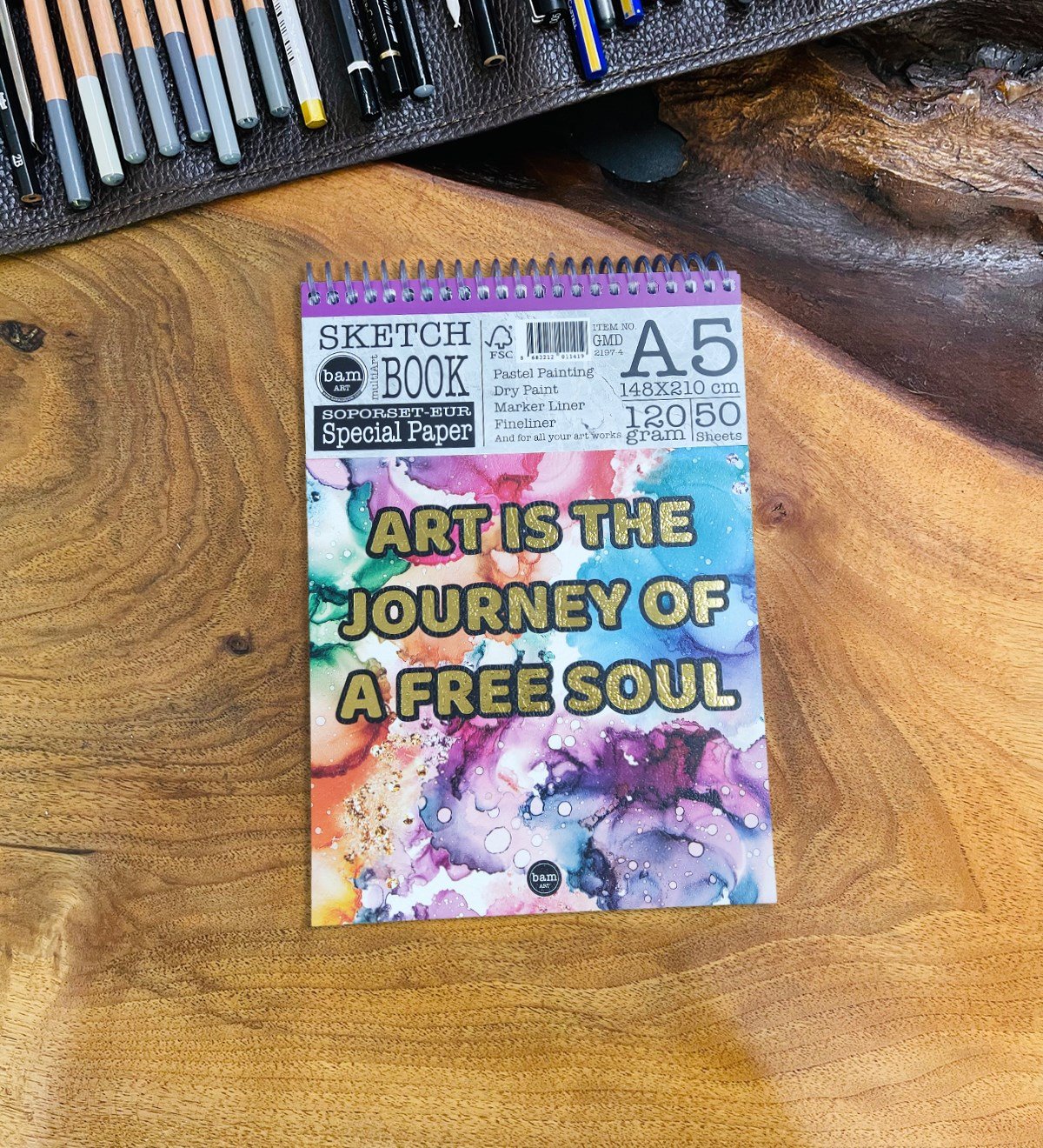 A5 Skecth Book - Eskiz Defteri - Spiralli Tutuş / Grenli Sert Tasarım KapakgiftmodaGmd100279-Sanat