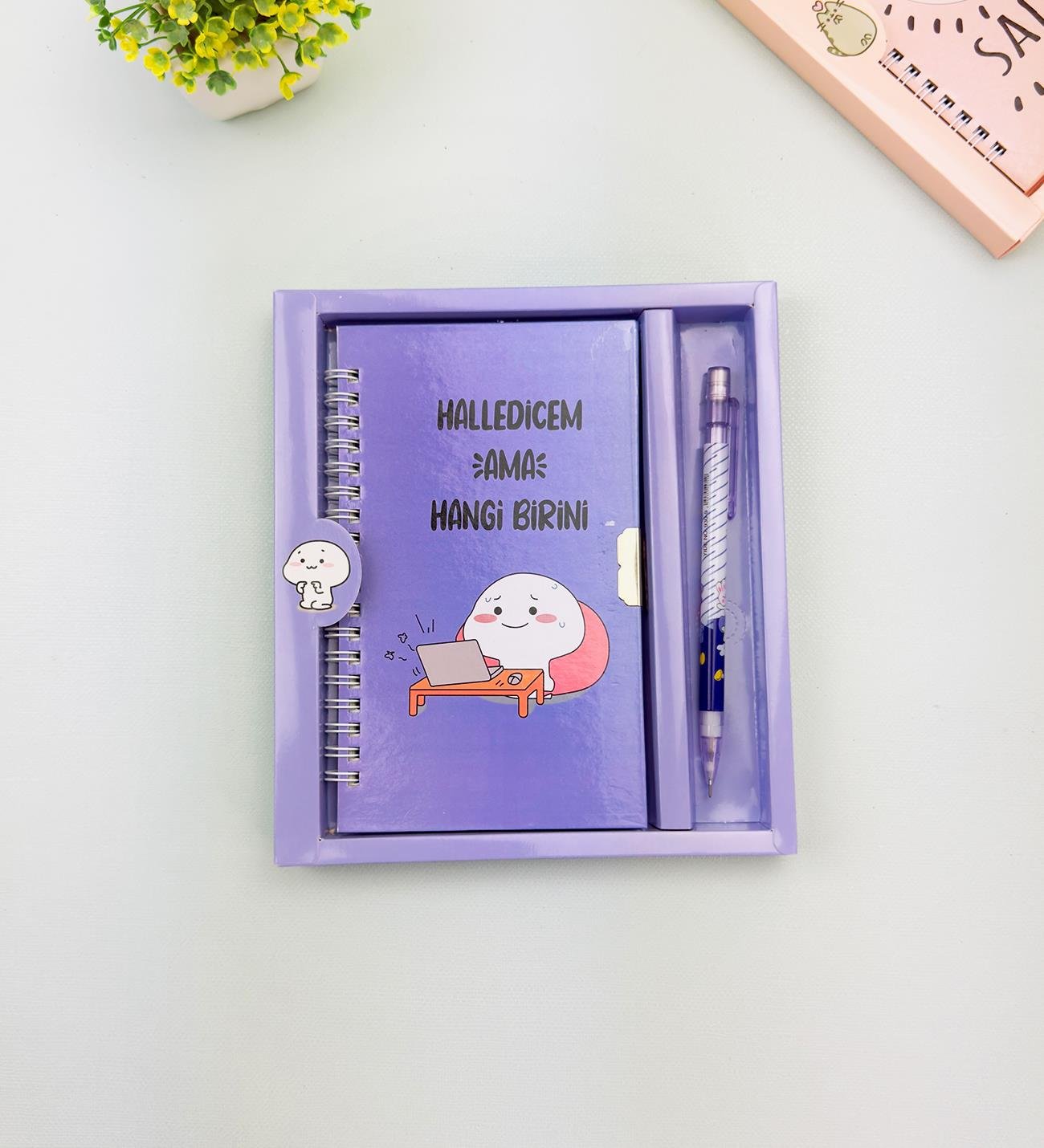 Sevimli Desenli Kilitli Defter ve Kalem SetigiftmodaHN-021-022-023