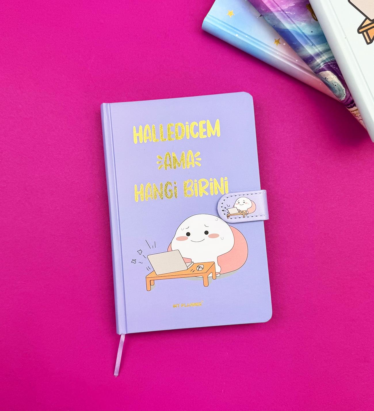 2'li Motto Tasarımlı Mıknatıs Kapaklı Çizgili Defter 19x12 CmgiftmodaBM-1404