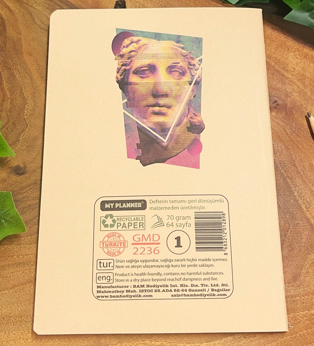 Heykel Art Tasarımlı Geri Dönüşümlü Kraft DeftergiftmodaGmd100365