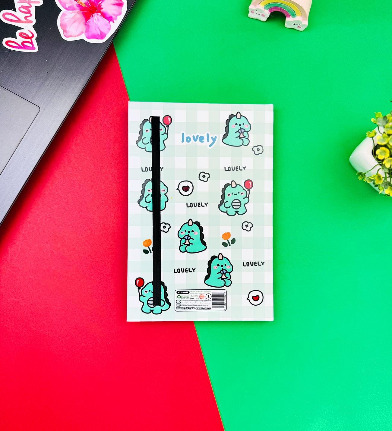 Dino Lovely Kawai Tasarımlı Lastikli DeftergiftmodaBAM-1264