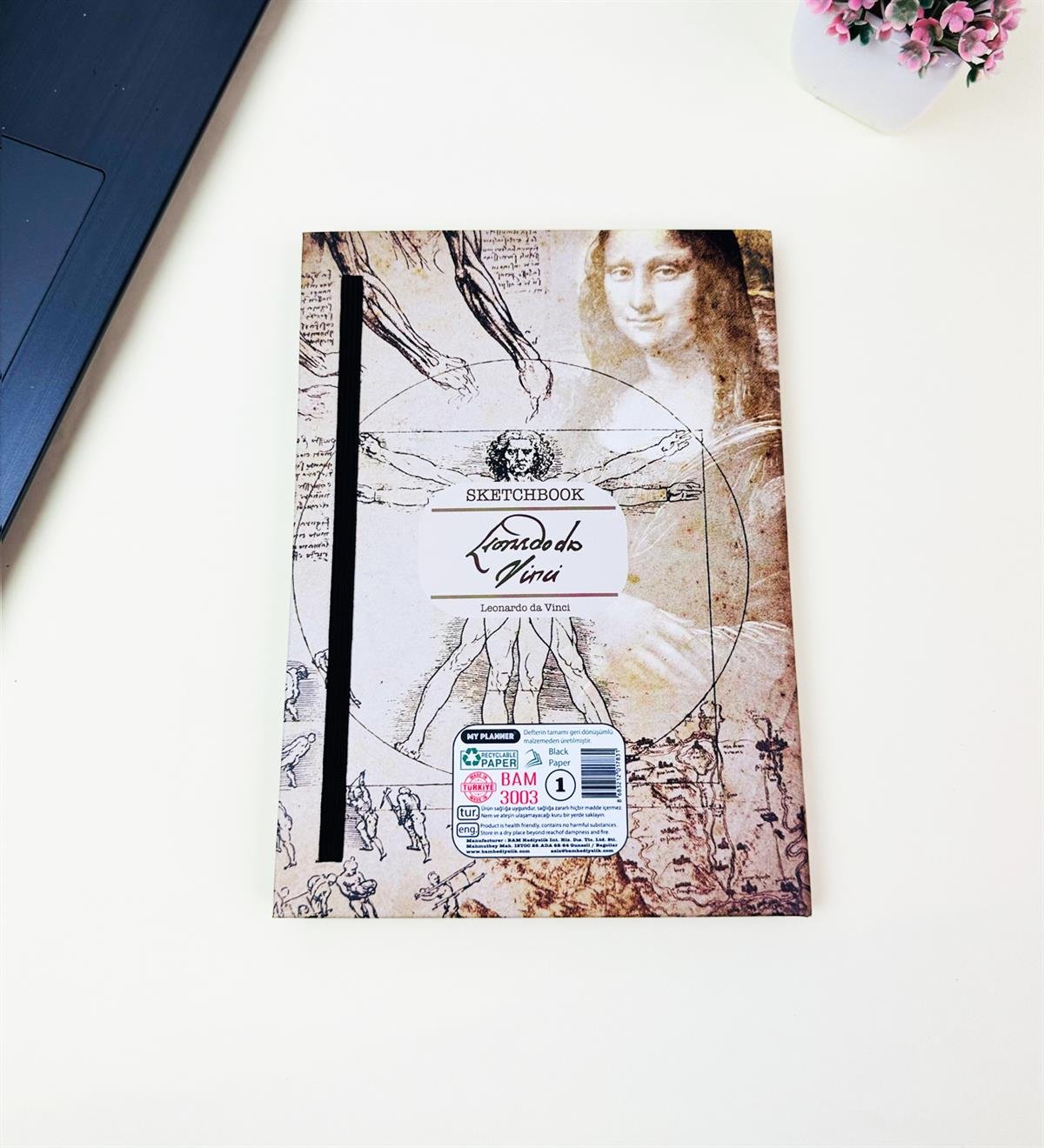 21x14Cm Sketch Book - Eskiz Defteri - Siyah Sayfa - 120 Gr - 56 YaprakgiftmodaBam-3003-2-Da-Vinci