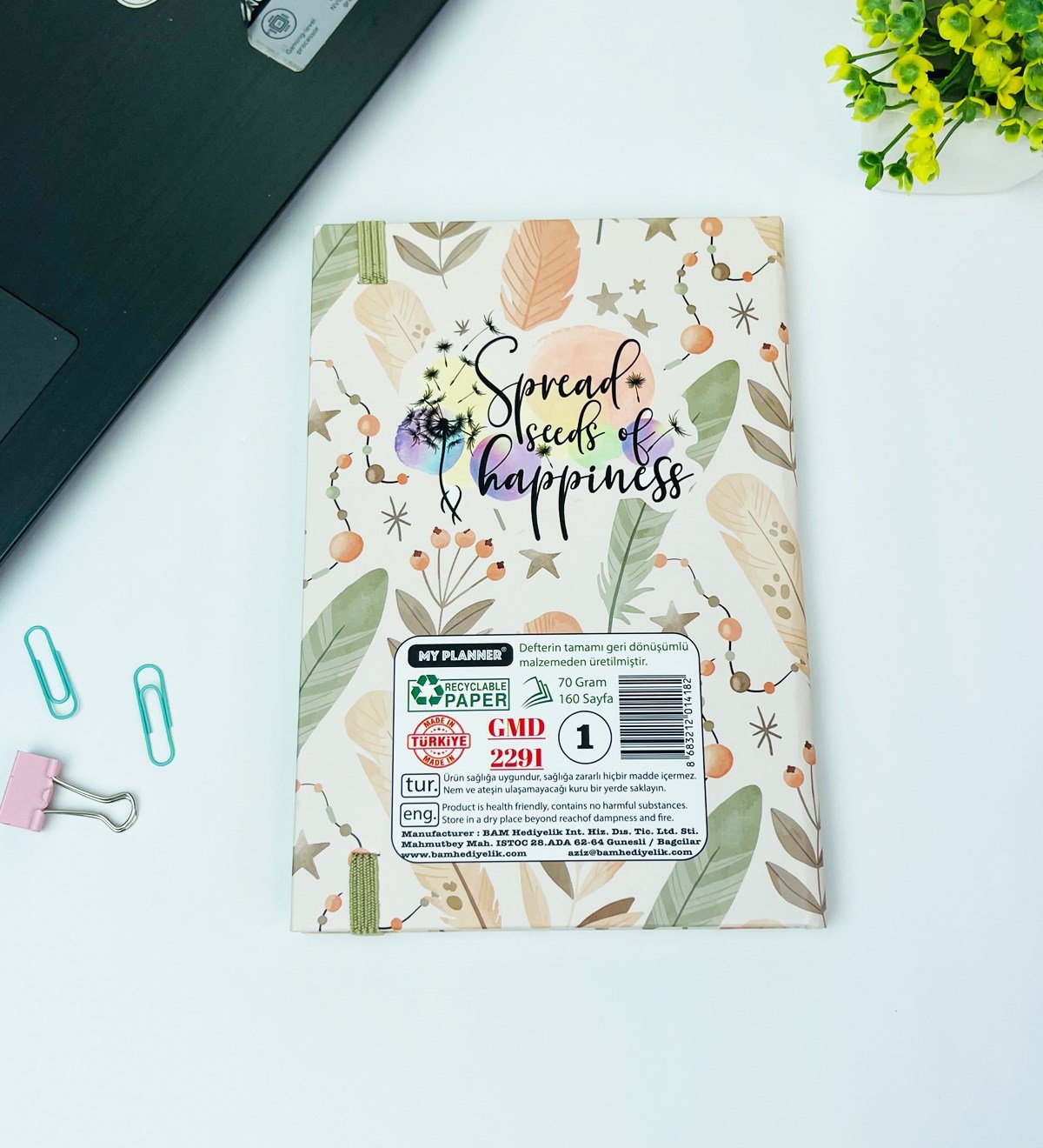 Mutluluk Tohumu Tasarımlı Lastikli DeftergiftmodaGmd100452