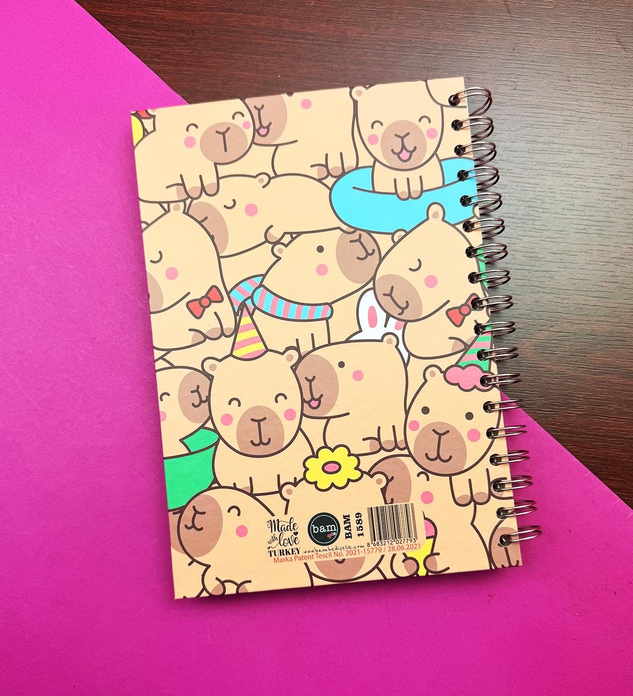 Sevimli Capybara Tasarımlı Konuşan AjandagiftmodaBM-1589