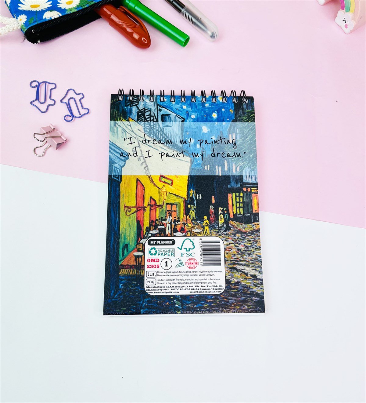 17x11Cm Sketch Book - Eskiz Defteri - 80 Gr - 60 YaprakgiftmodaGmd100567-Van-Gogh-Kafe-Terasta-Gece