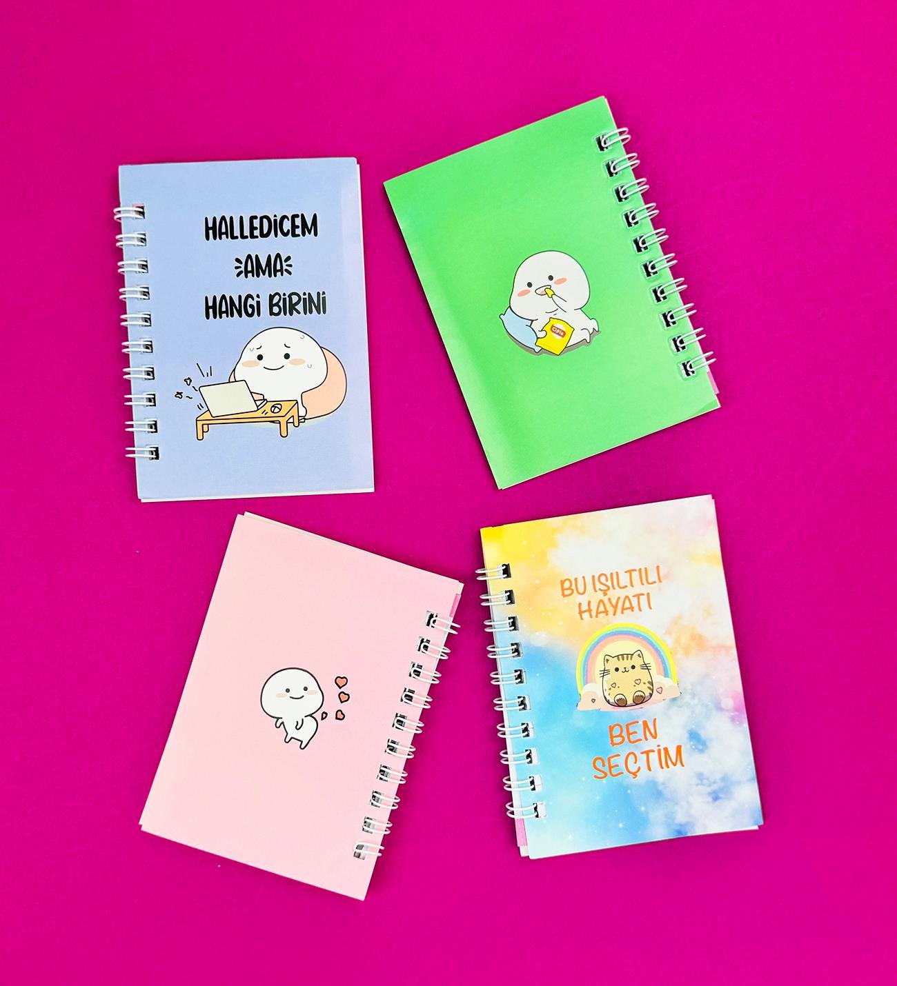 Mini 4'lü Mottolu Spiralli Defter giftmodaBM-1249