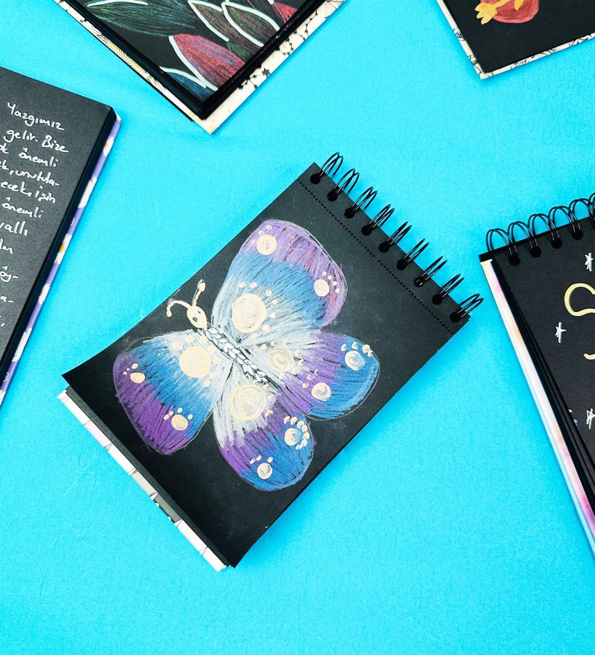 17x12Cm Sketch Book - Eskiz Defteri - Siyah Sayfa - 120 Gr - 64 YaprakgiftmodaBam-3002-6-Tarot-Ay-Güneş