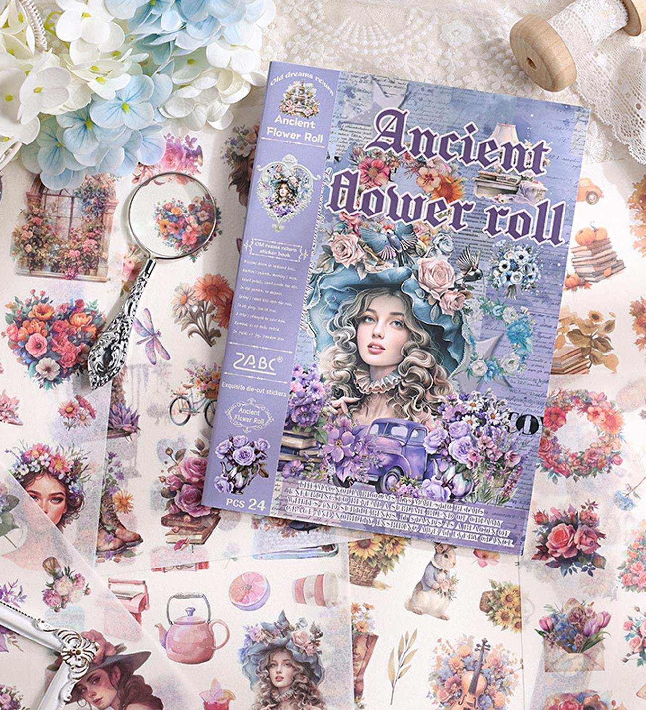 Retro Stil Sticker Kitabı - 24 Sayfa Vintage Temalı Etiket SetigiftmodaBM-1770