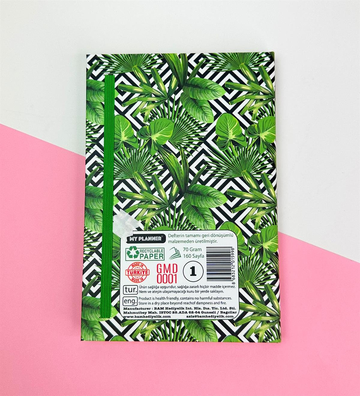 Yaprak Tasarımlı Lastikli DeftergiftmodaGMD0001-26