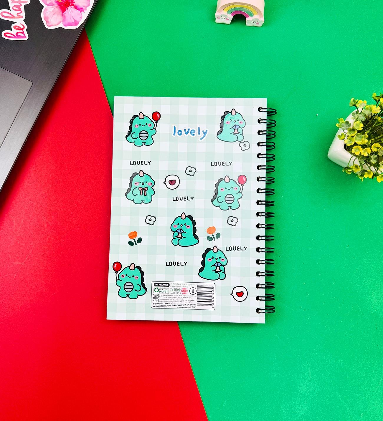 Dino Lovely Kawai Tasarımlı Spiralli Defter giftmoda Bam-1295