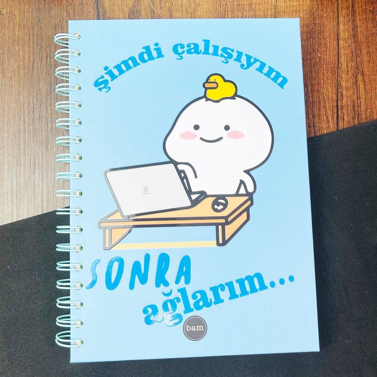Şimdi Çalışıyim Sonra Ağlarım Tasarımlı Çizgili Spiralli DeftergiftmodaGmd100258