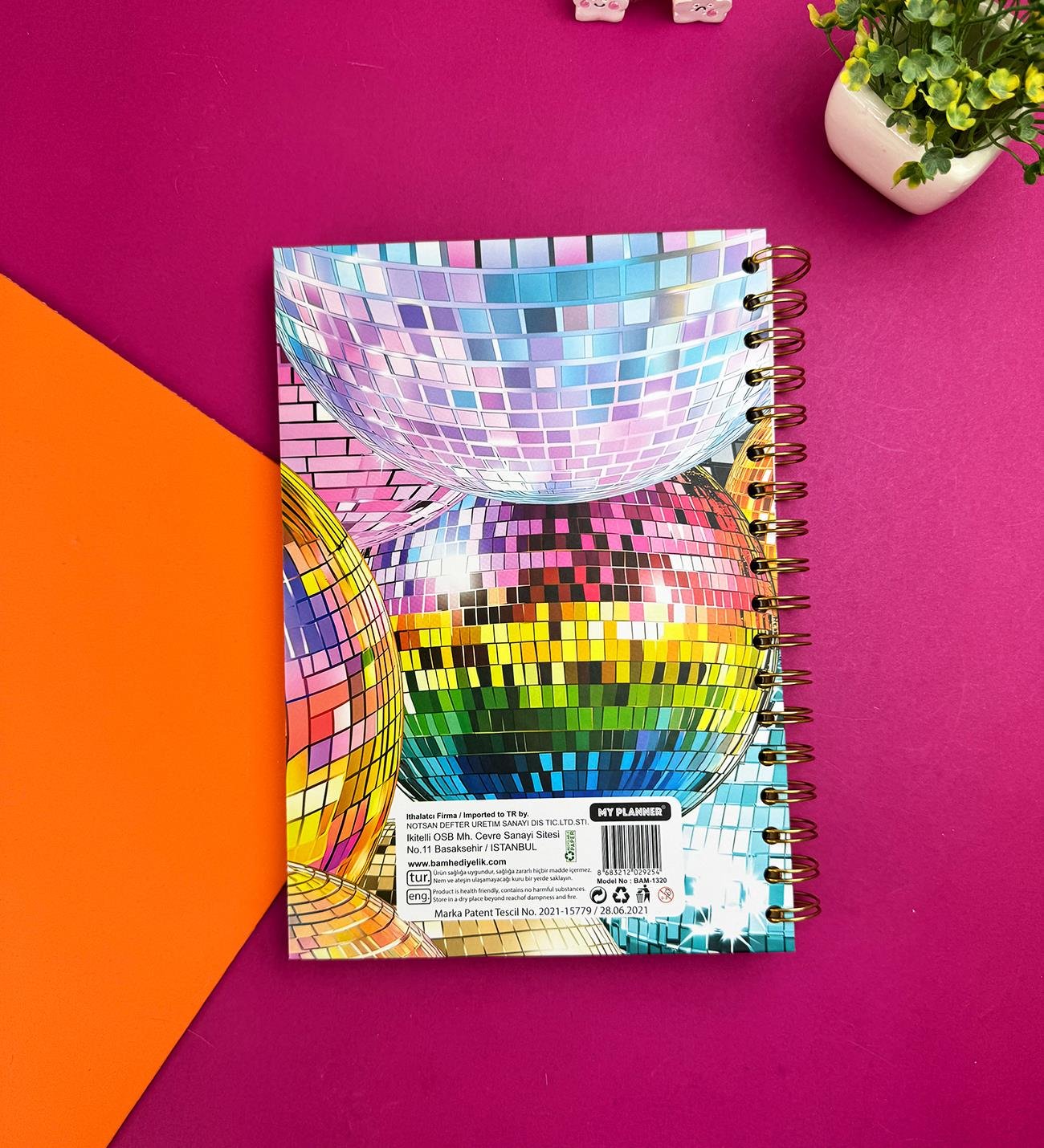 Yaldızlı Disko Topu Tasarımlı Konuşan Ajanda	giftmodaBam-1320	